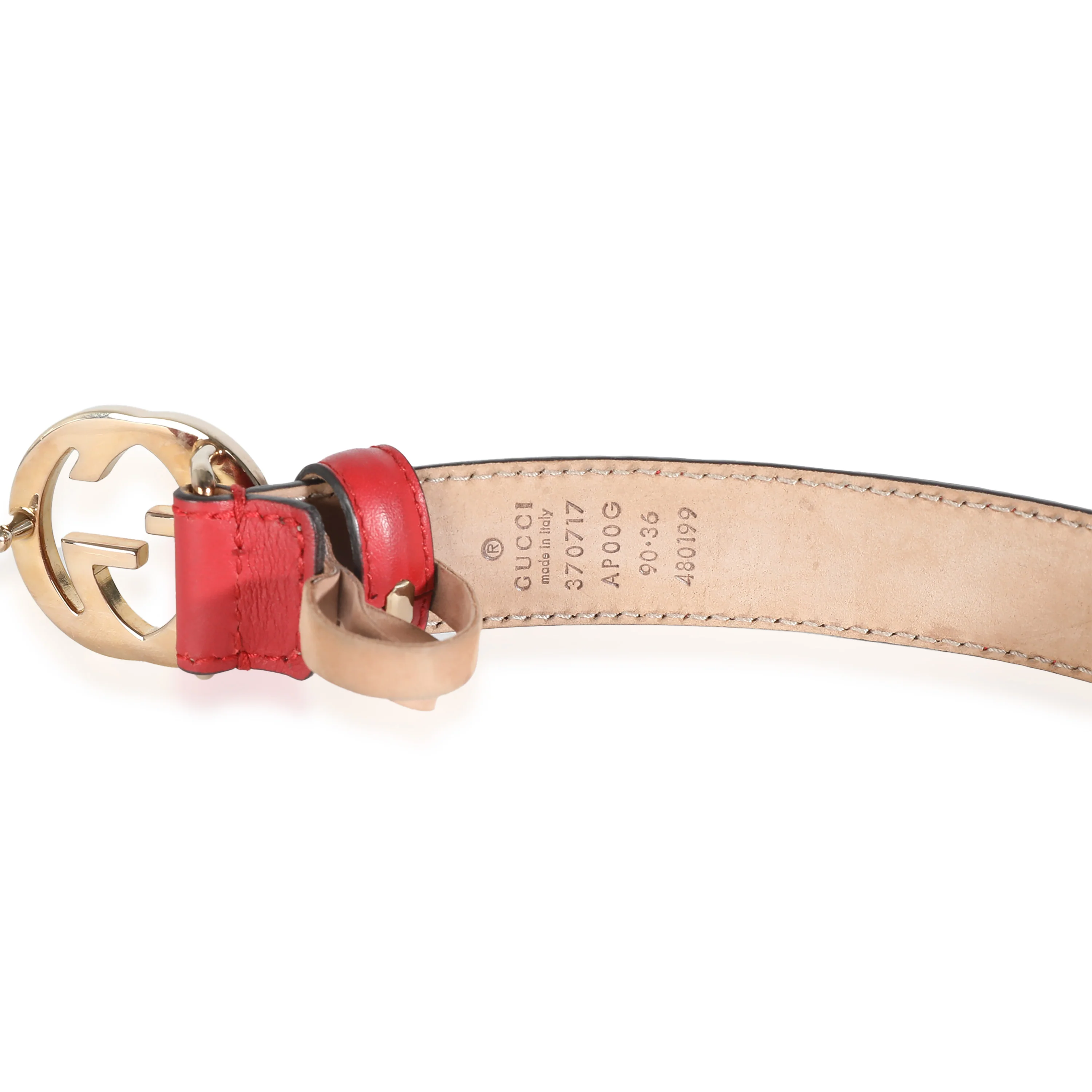 Red Calfskin Interlocking G Belt 90/36 - Image 5