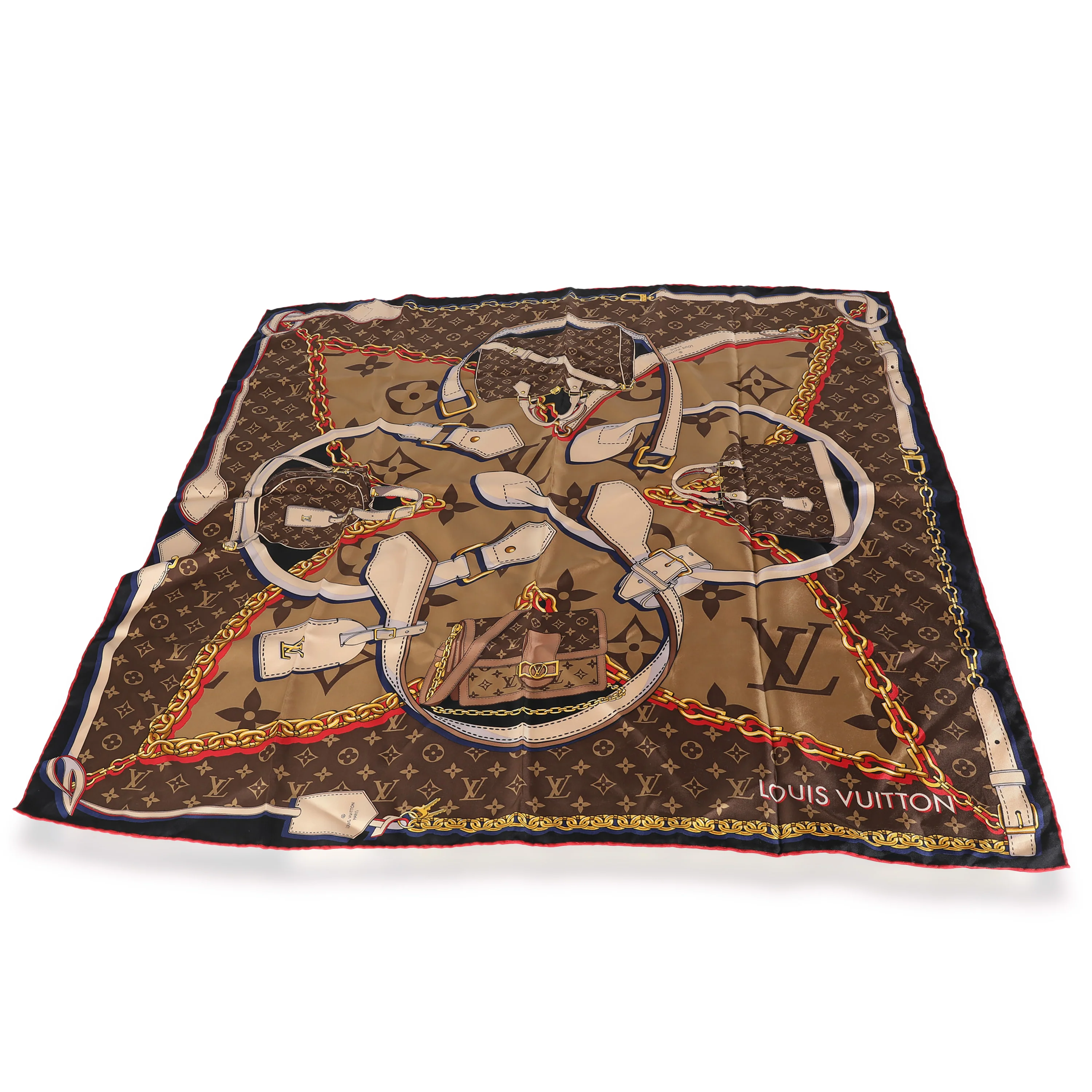 Brown Monogram Silk Tribute To Square Scarf 90 - Image 2