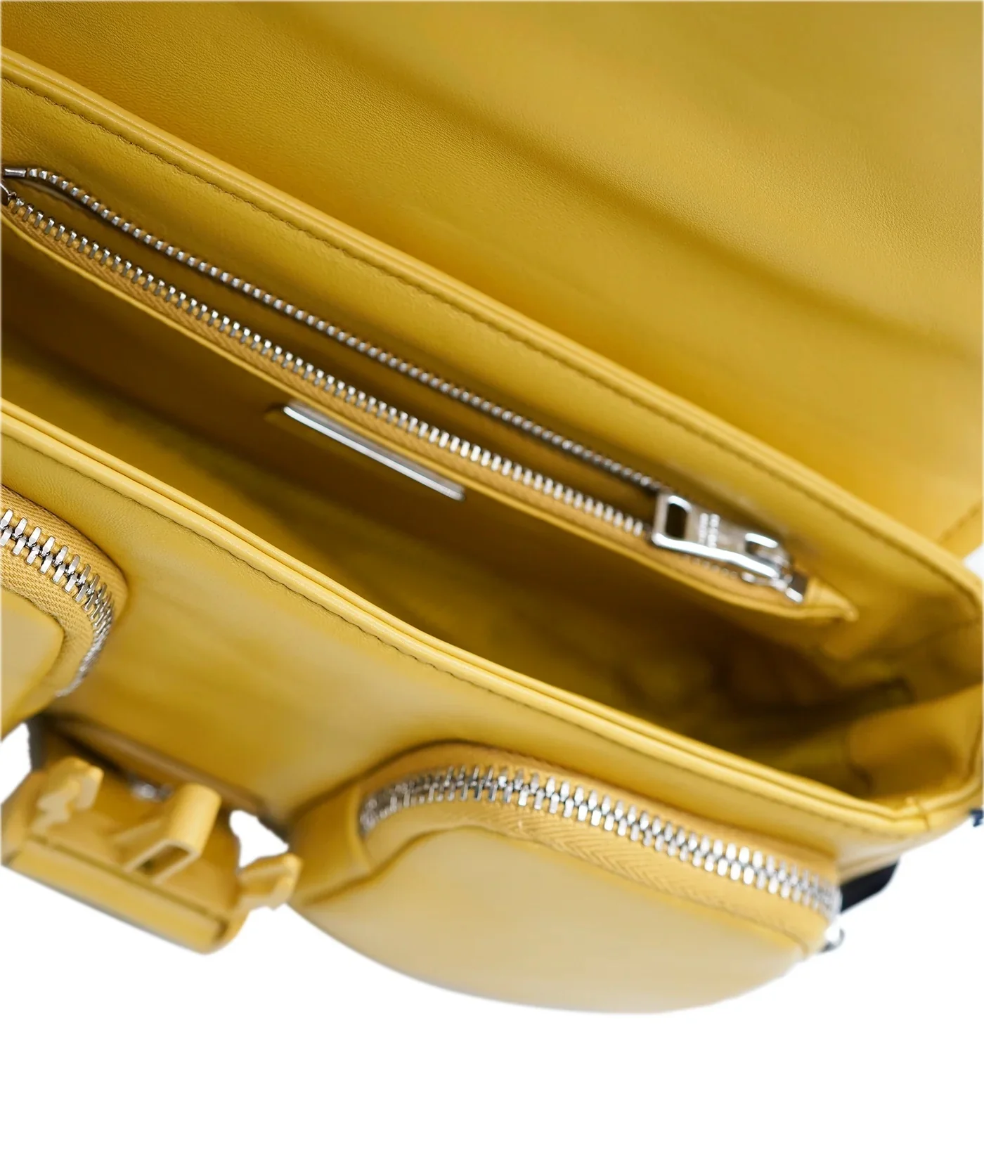 Yellow Padded Nappa Pocket Front Buckle Bag - Image 2