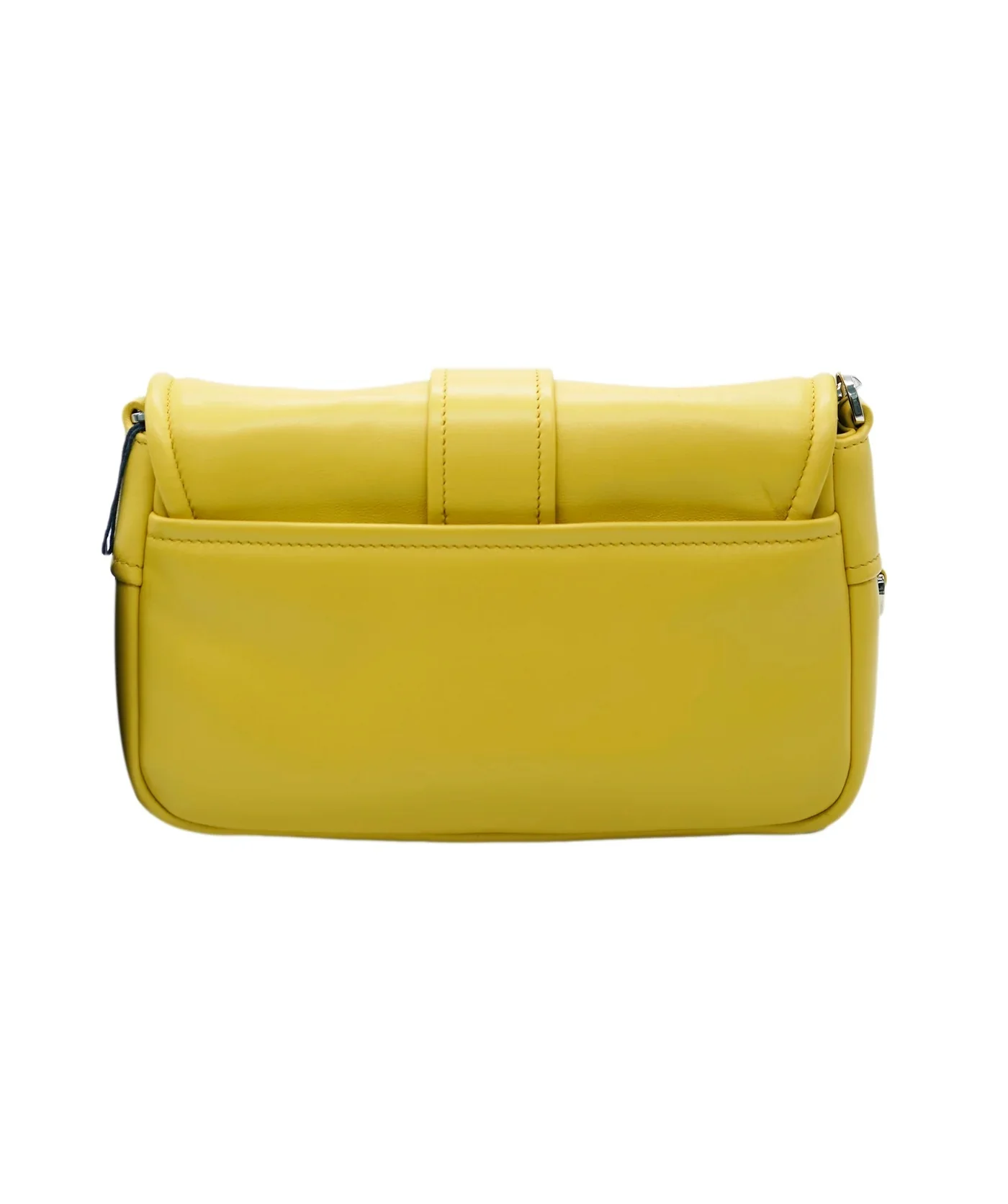 Yellow Padded Nappa Pocket Front Buckle Bag - Image 3