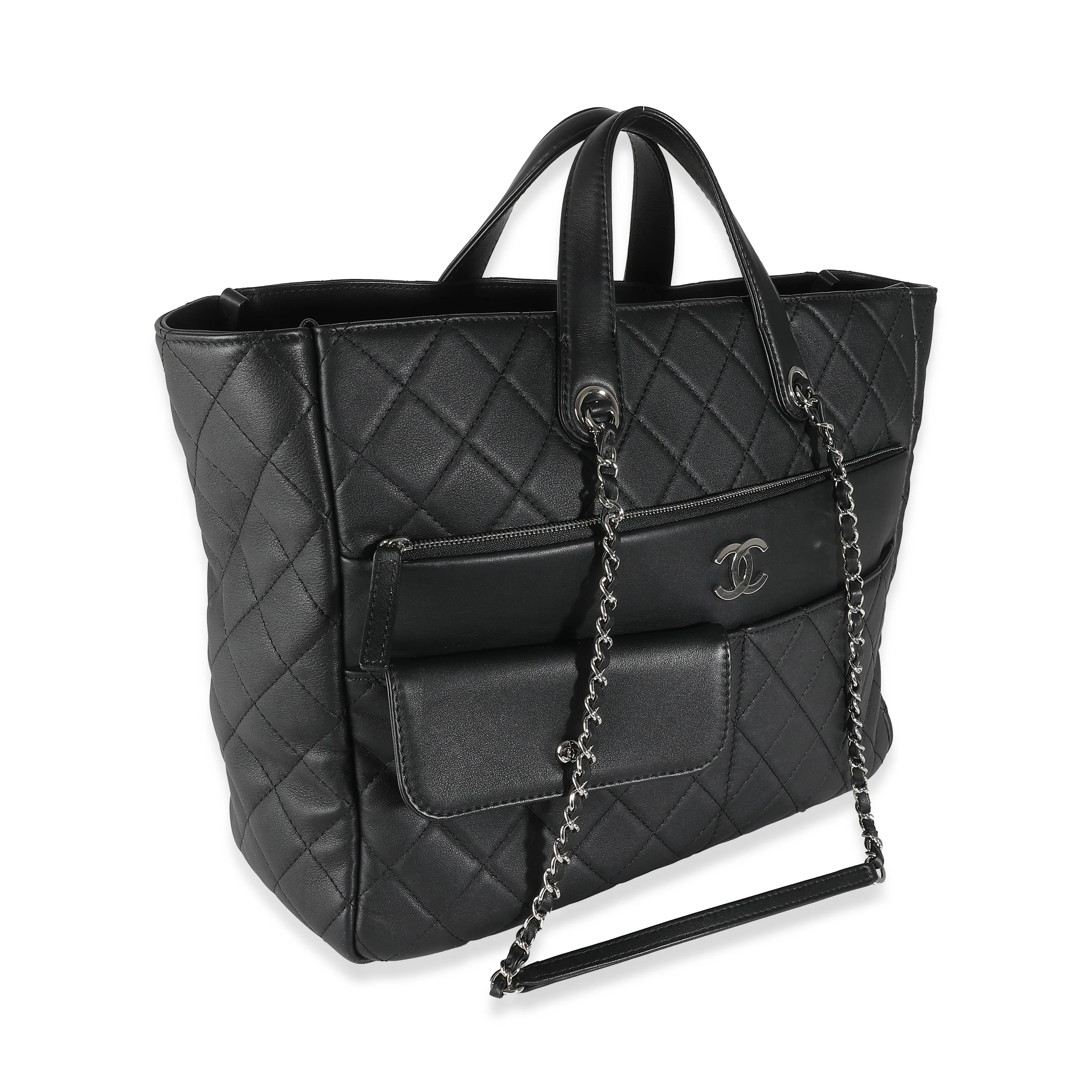 20C Black Quilted Lambskin Ultra Pocket Tote - Image 3