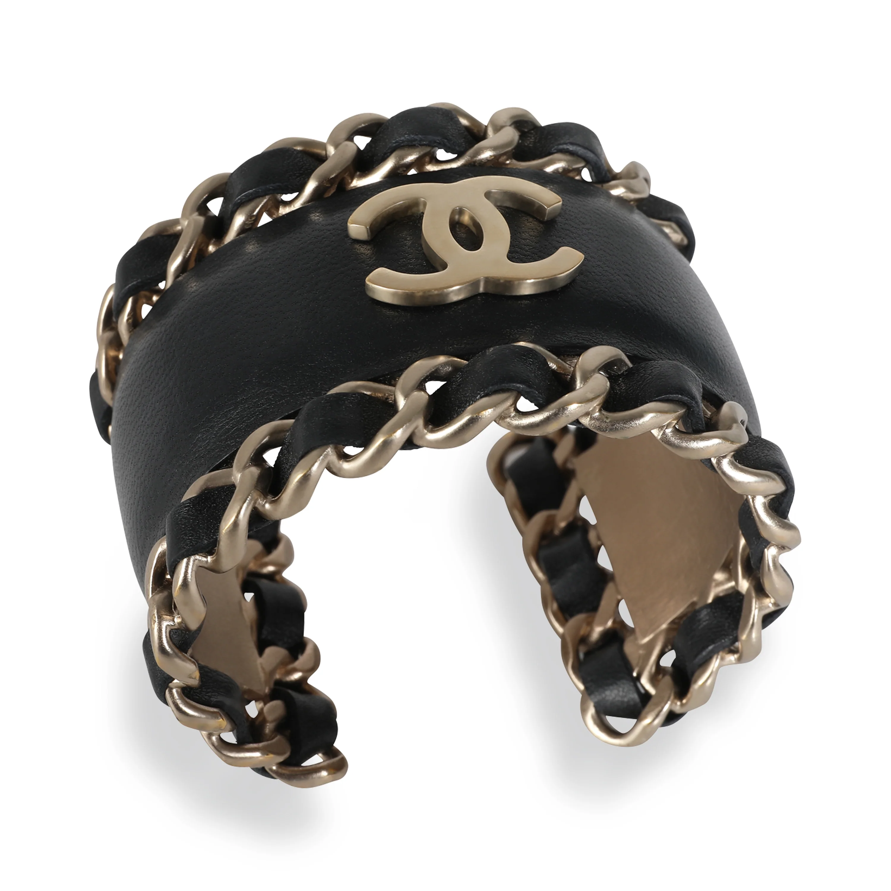 2016 Leather CC Cuff Gold Plated Bracelet - Image 4