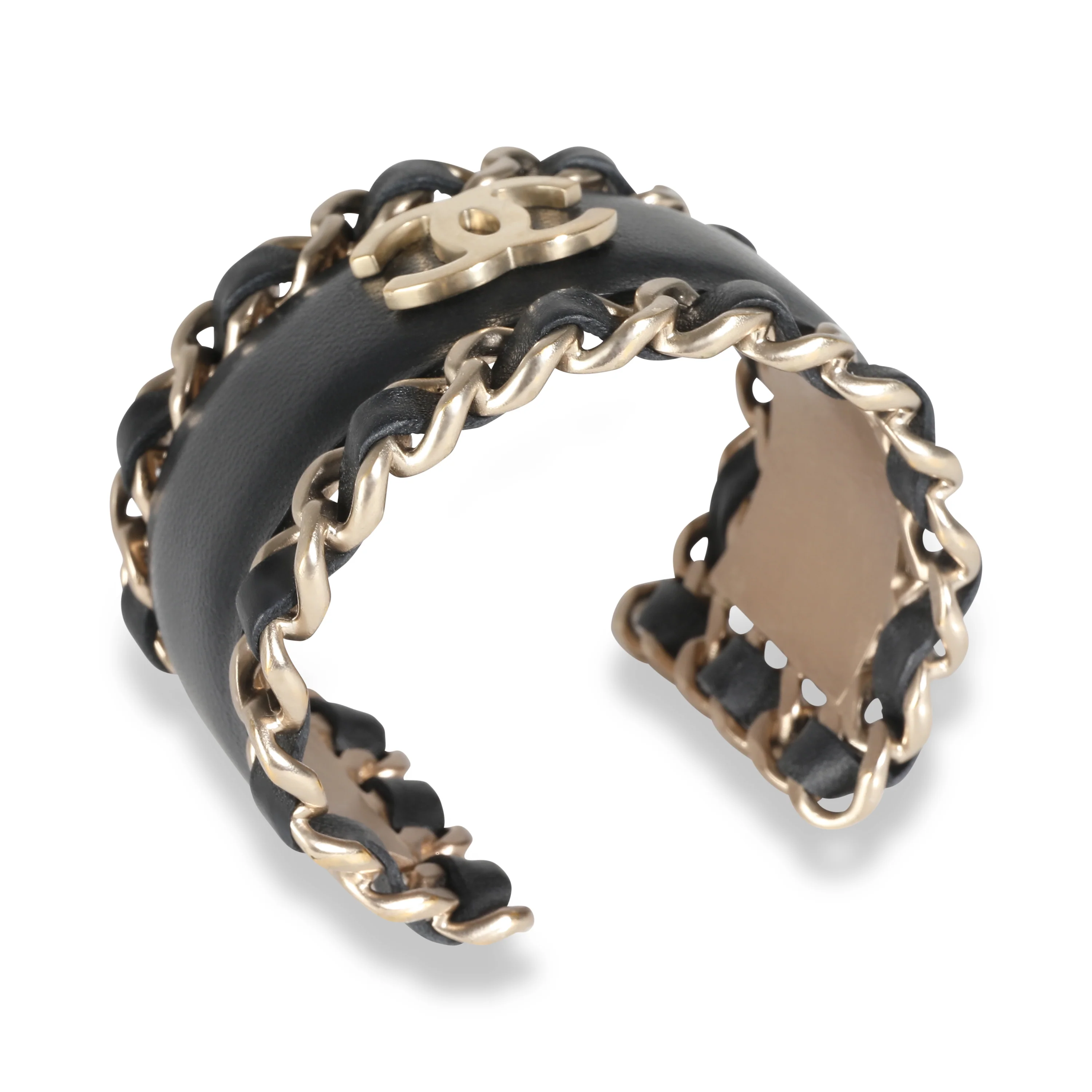 2016 Leather CC Cuff Gold Plated Bracelet - Image 5