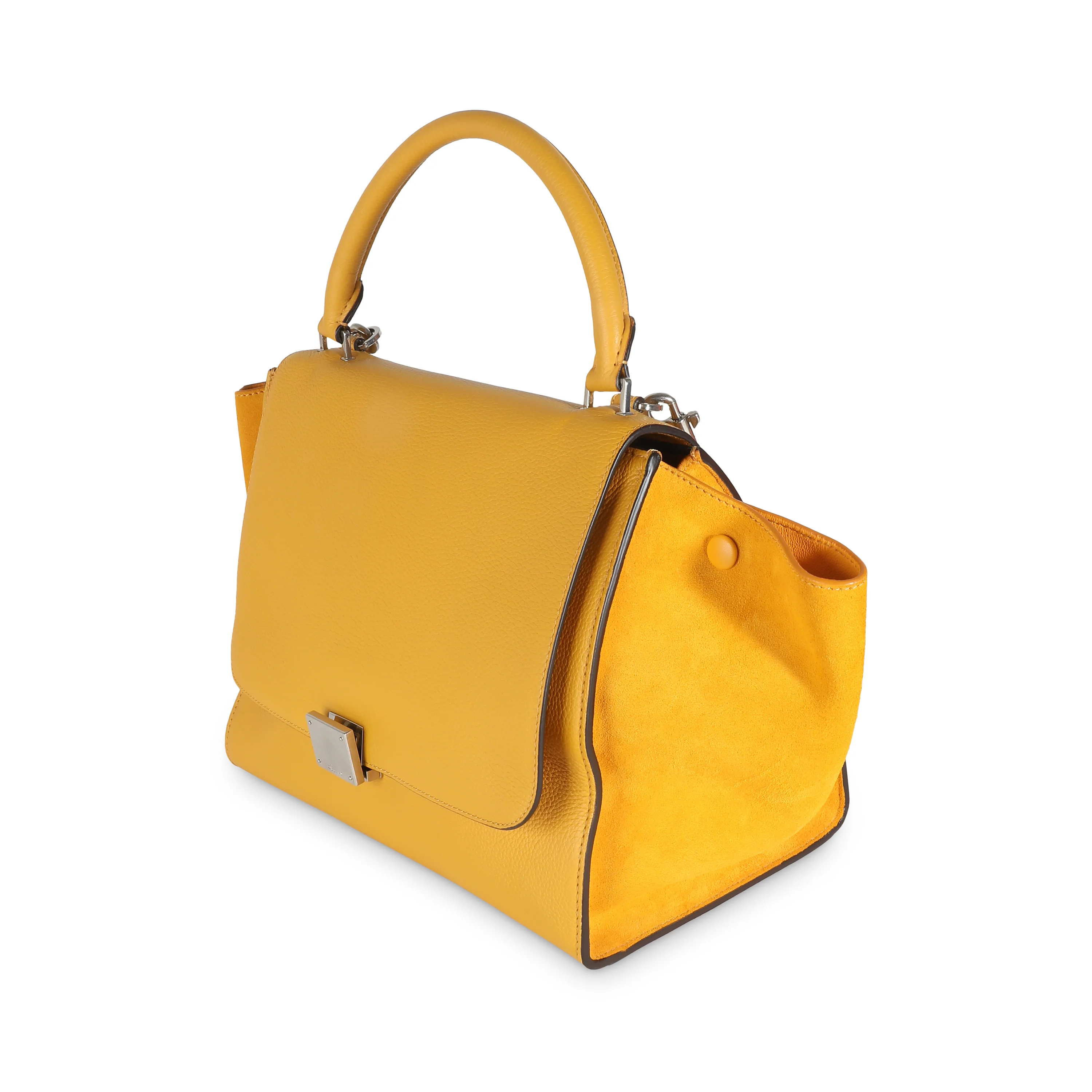 Yellow Drummed Calfskin Suede Medium Trapeze - Image 2