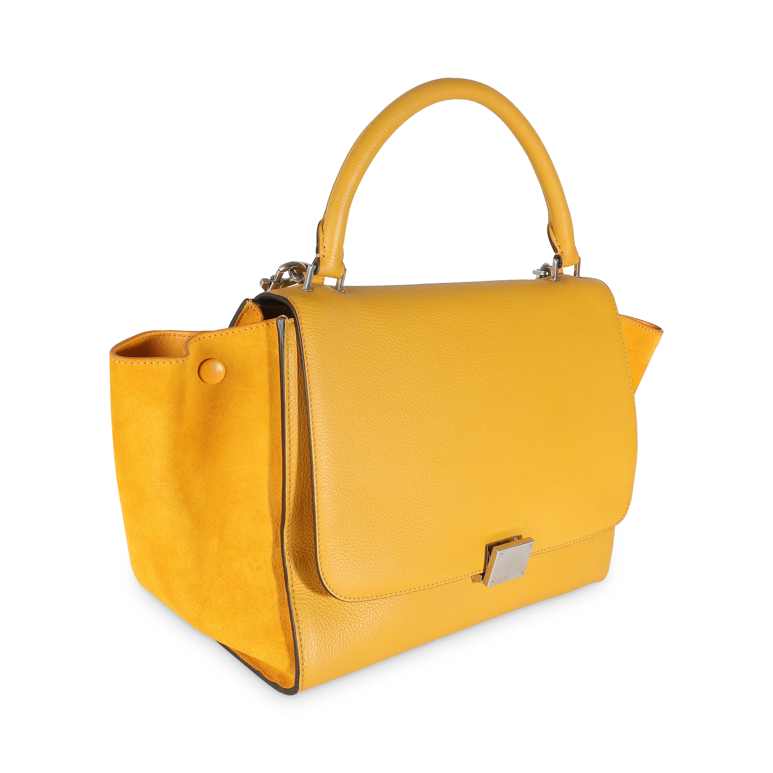 Yellow Drummed Calfskin Suede Medium Trapeze - Image 3