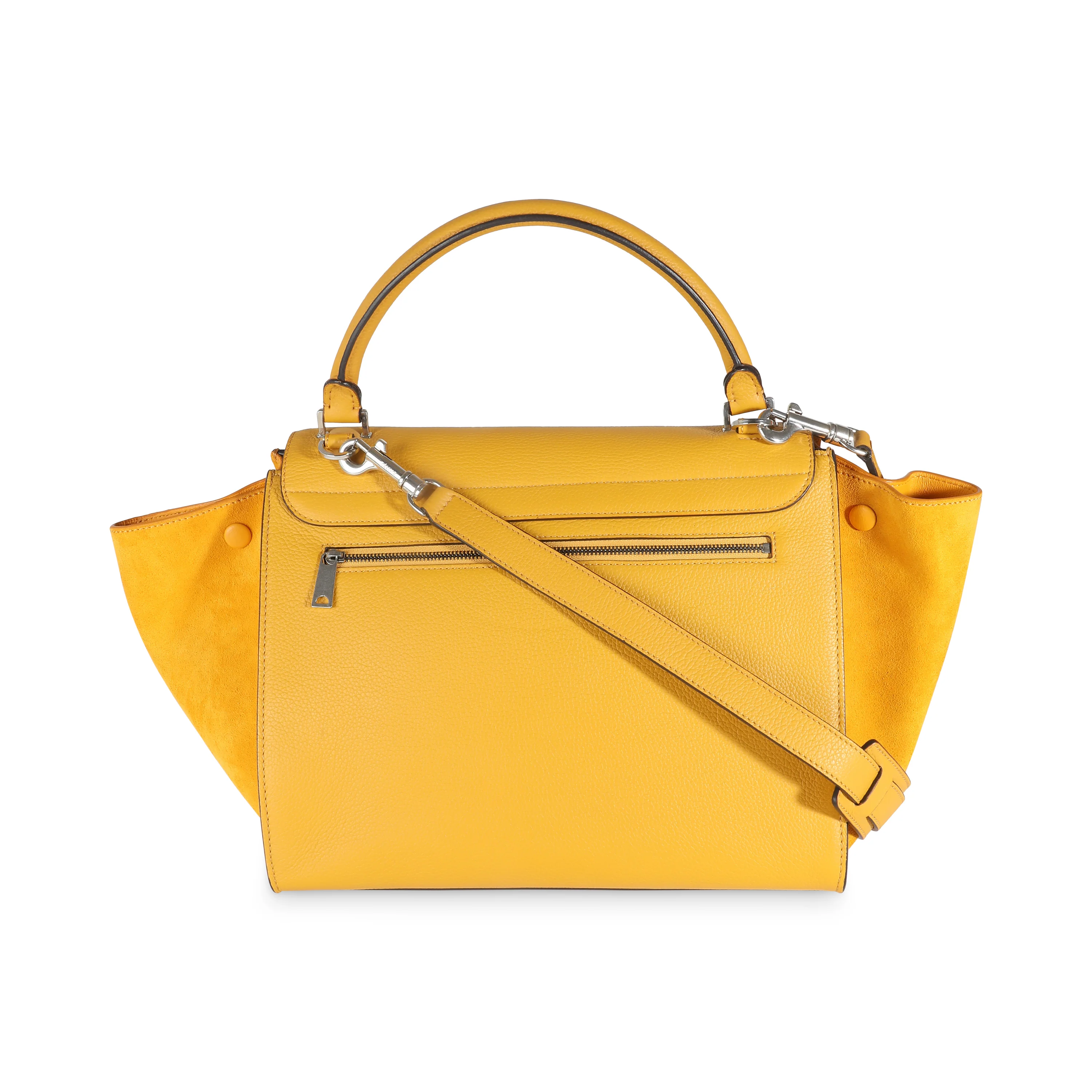 Yellow Drummed Calfskin Suede Medium Trapeze - Image 4