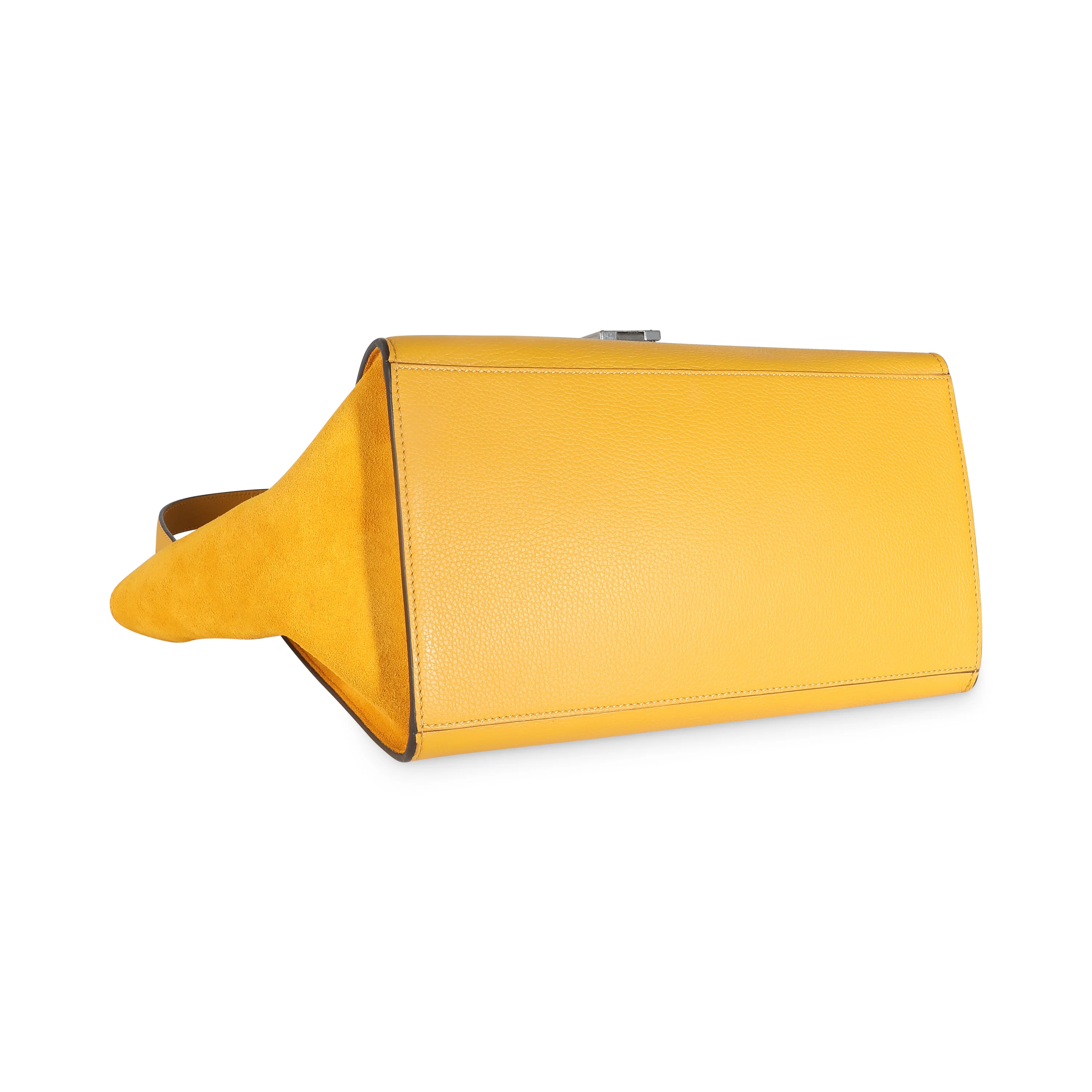 Yellow Drummed Calfskin Suede Medium Trapeze - Image 6