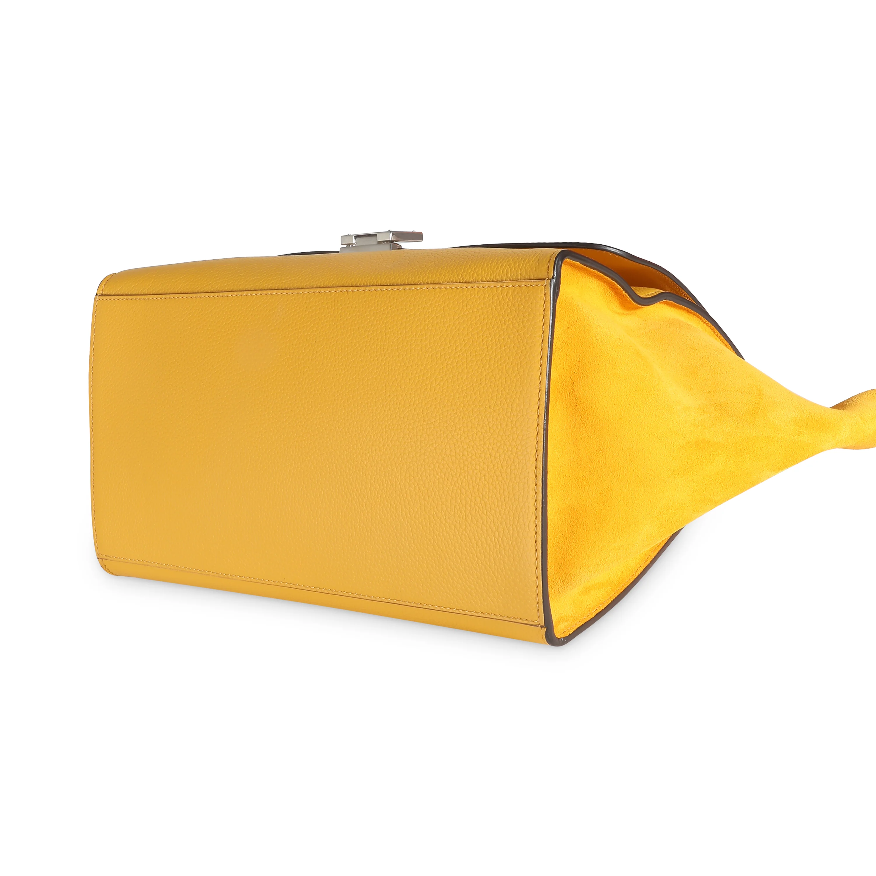 Yellow Drummed Calfskin Suede Medium Trapeze - Image 7