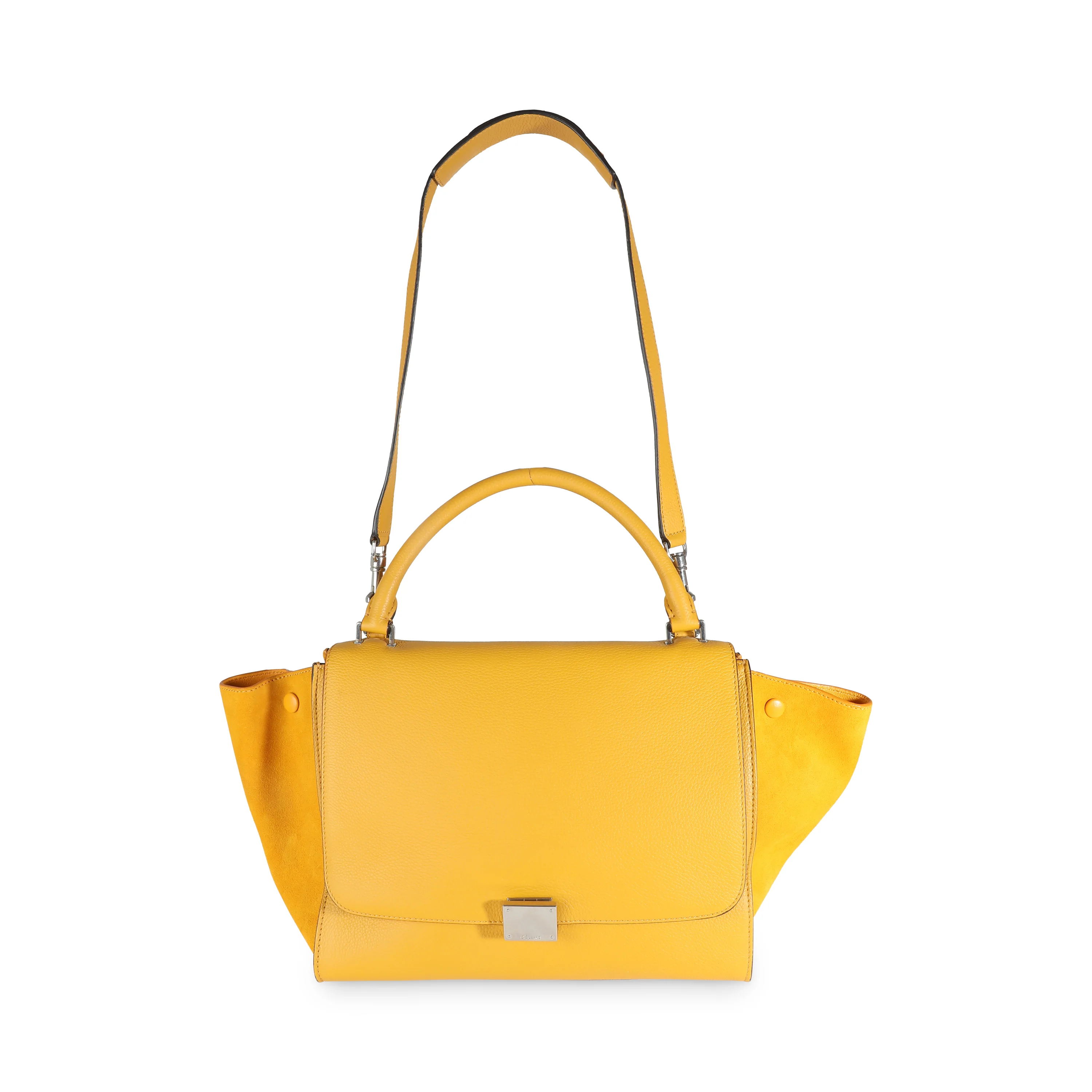 Yellow Drummed Calfskin Suede Medium Trapeze - Image 8