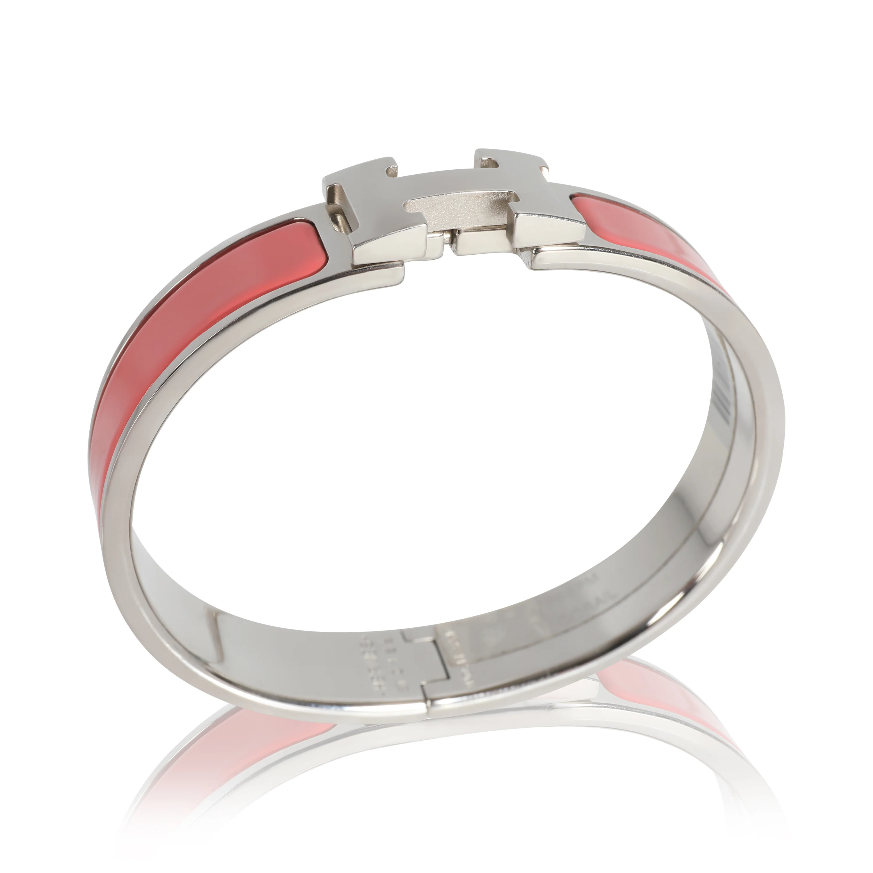 Clic H Palladium Plated Bracelet in Rouge Corail - Image 4