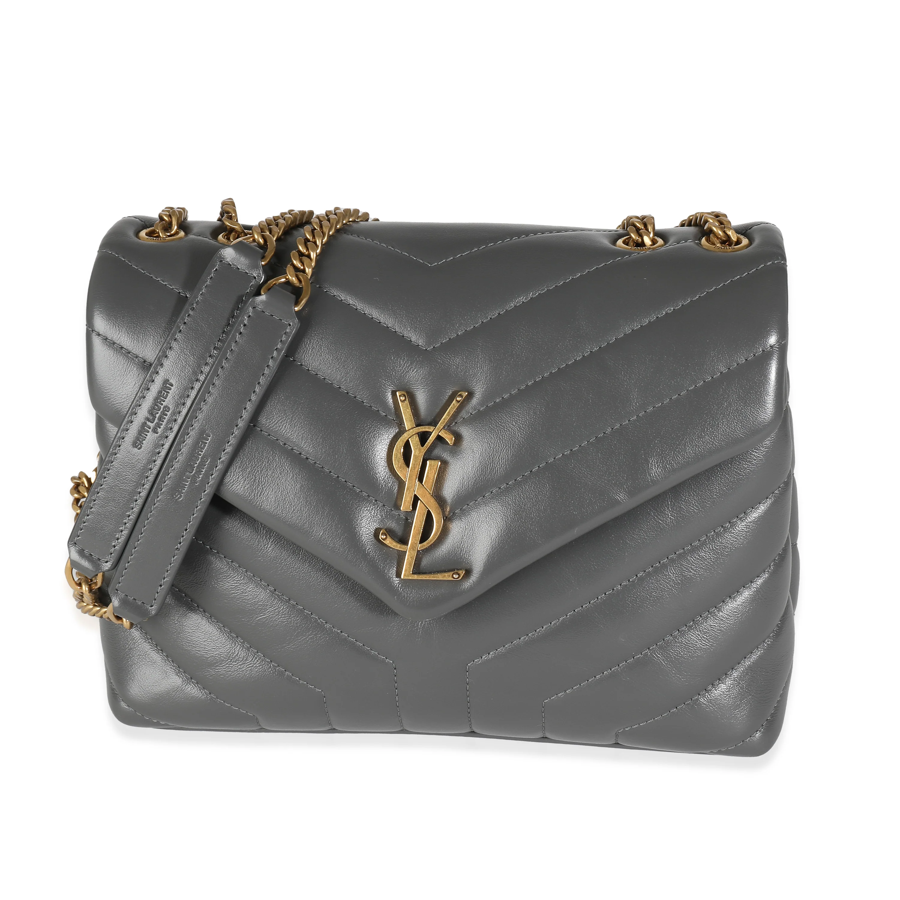 Grey Quilted Calfskin Monogram Small Loulou Chain - Image 5