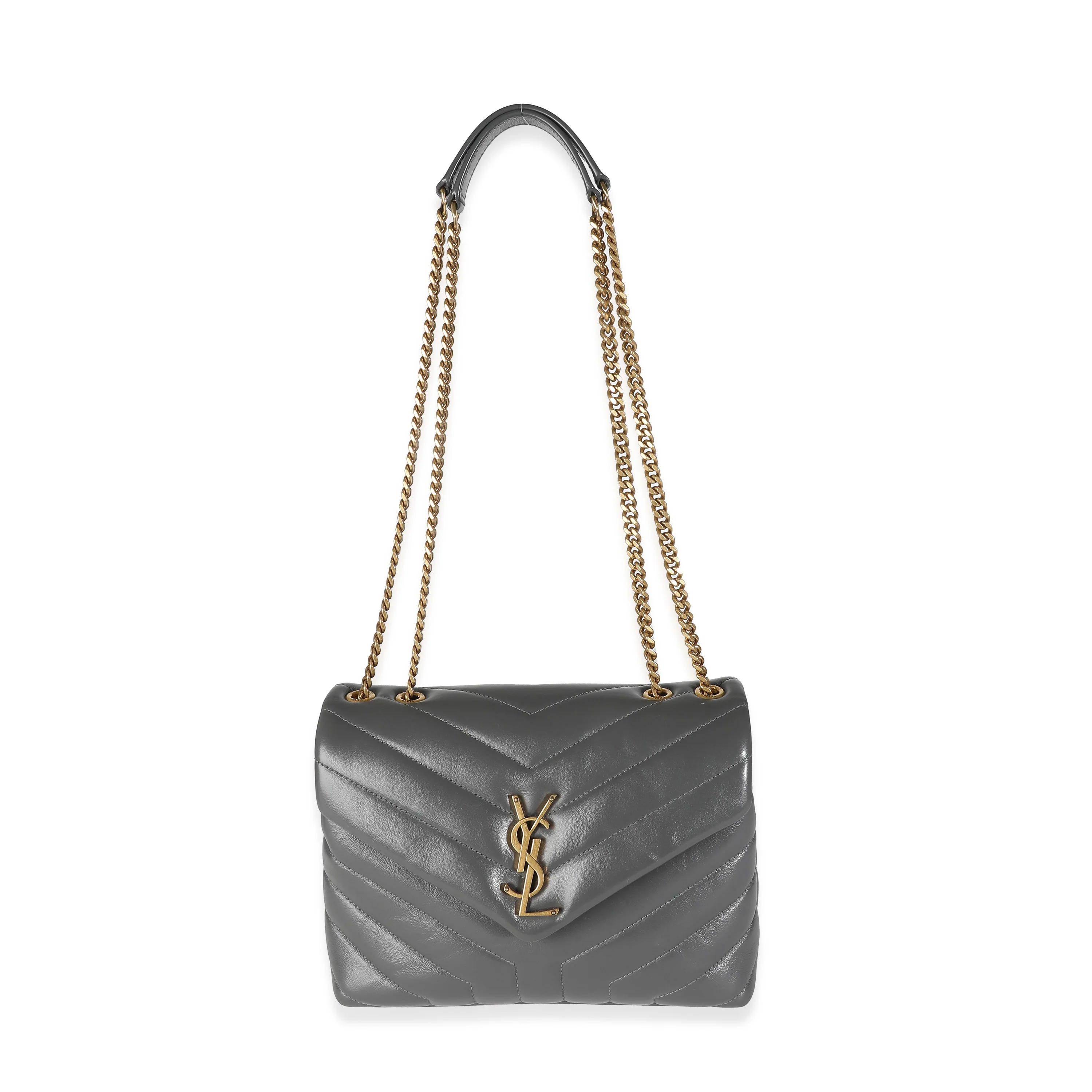 Grey Quilted Calfskin Monogram Small Loulou Chain - Image 9