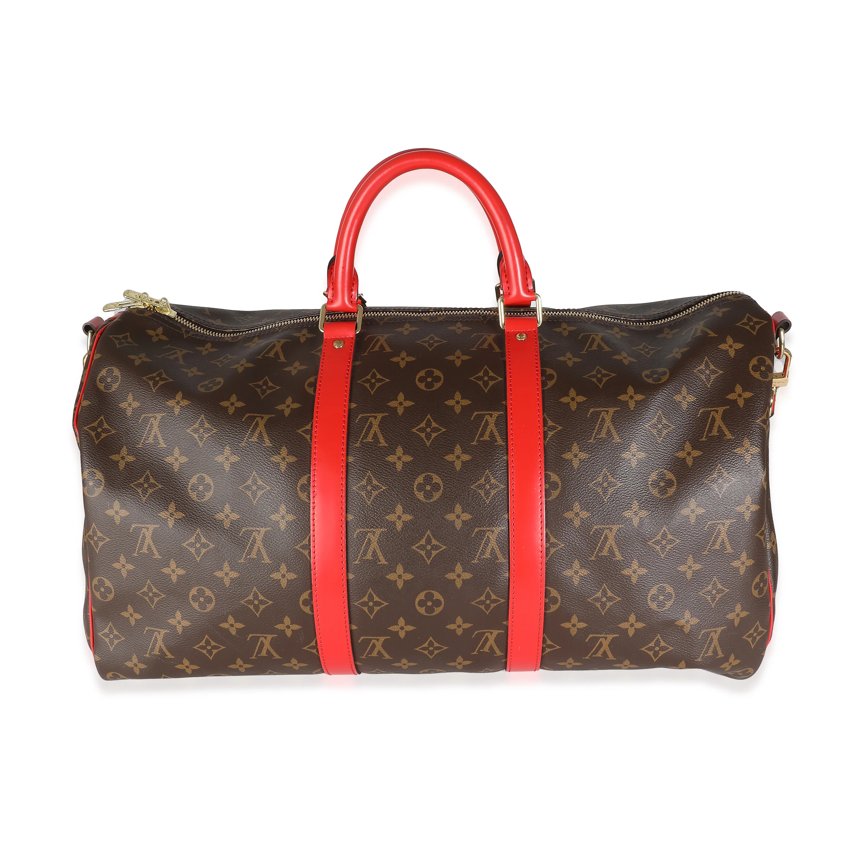Red Monogram Macassar Canvas Keepall Bandouliere 50 - Image 4