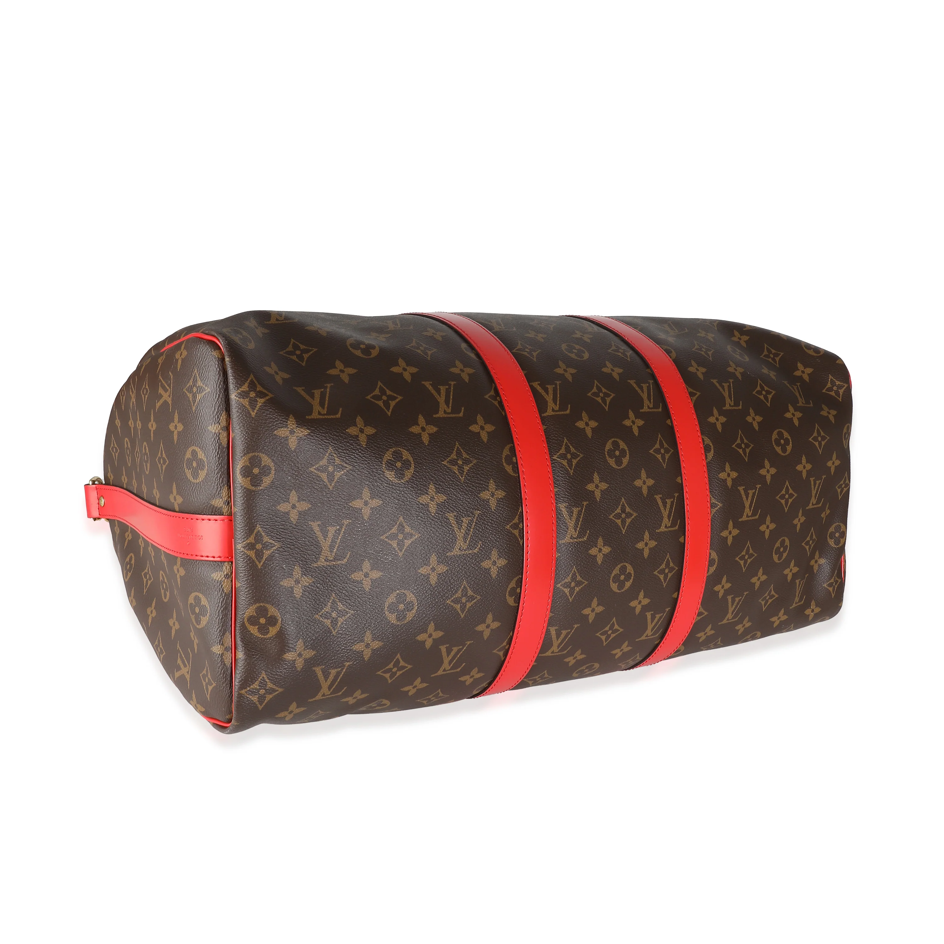 Red Monogram Macassar Canvas Keepall Bandouliere 50 - Image 6