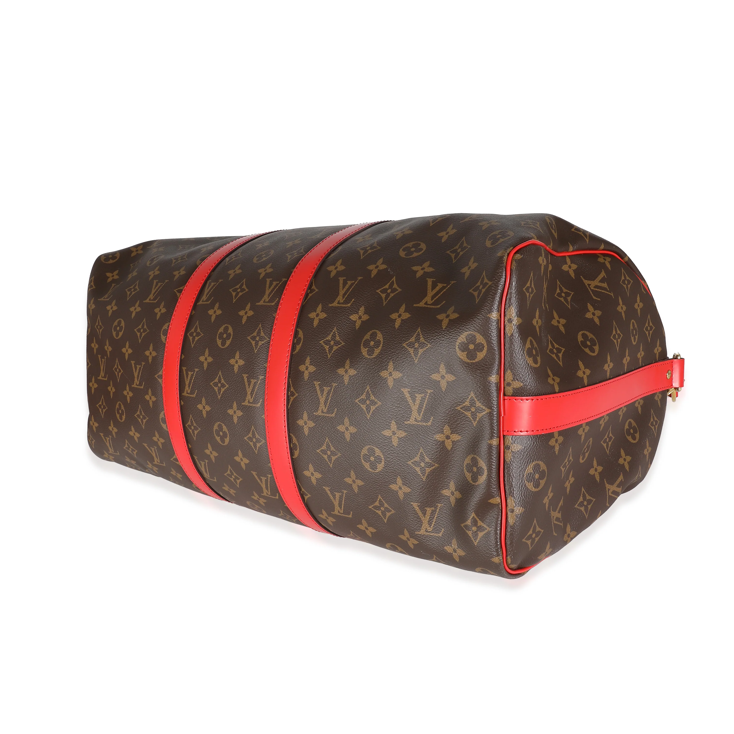 Red Monogram Macassar Canvas Keepall Bandouliere 50 - Image 7
