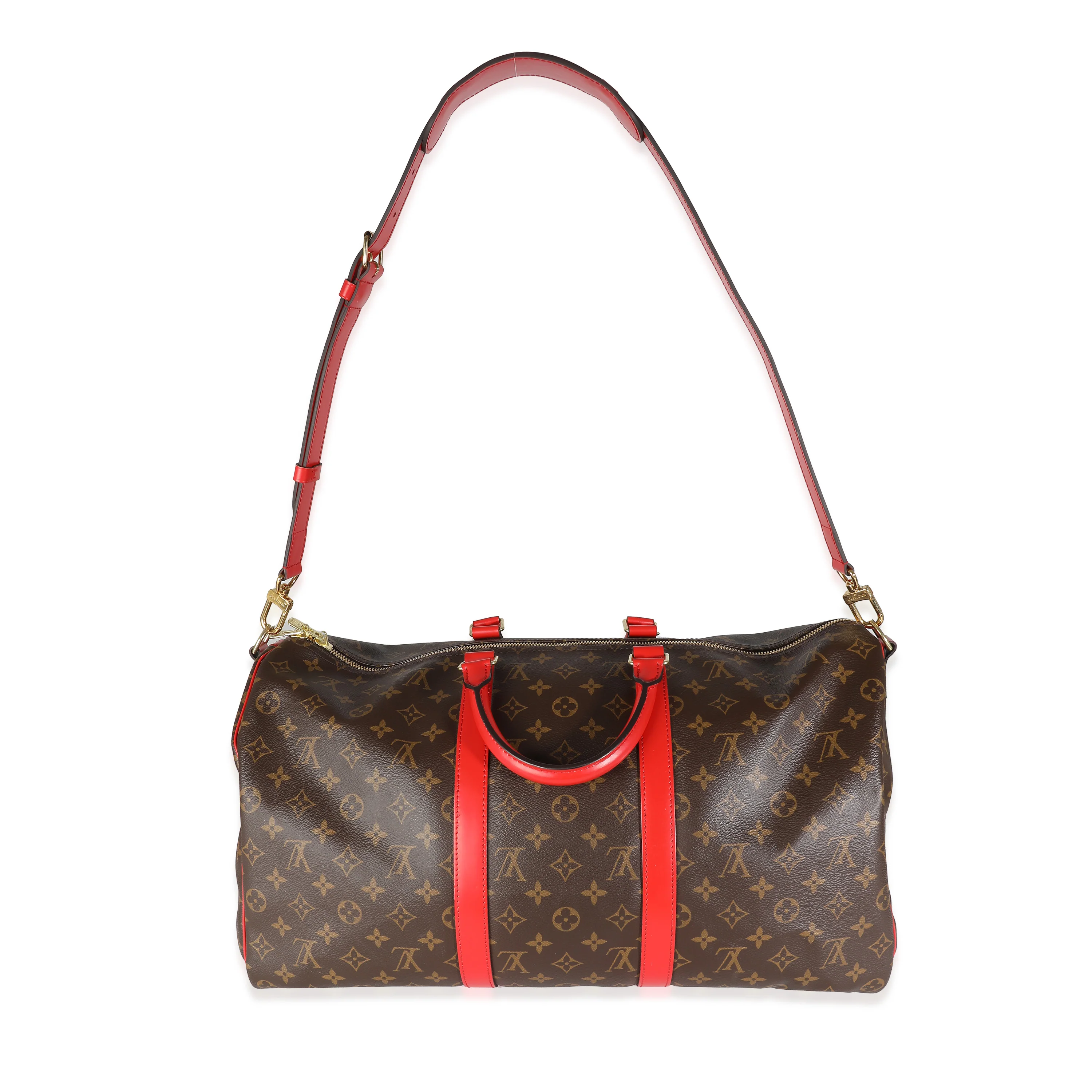 Red Monogram Macassar Canvas Keepall Bandouliere 50 - Image 8