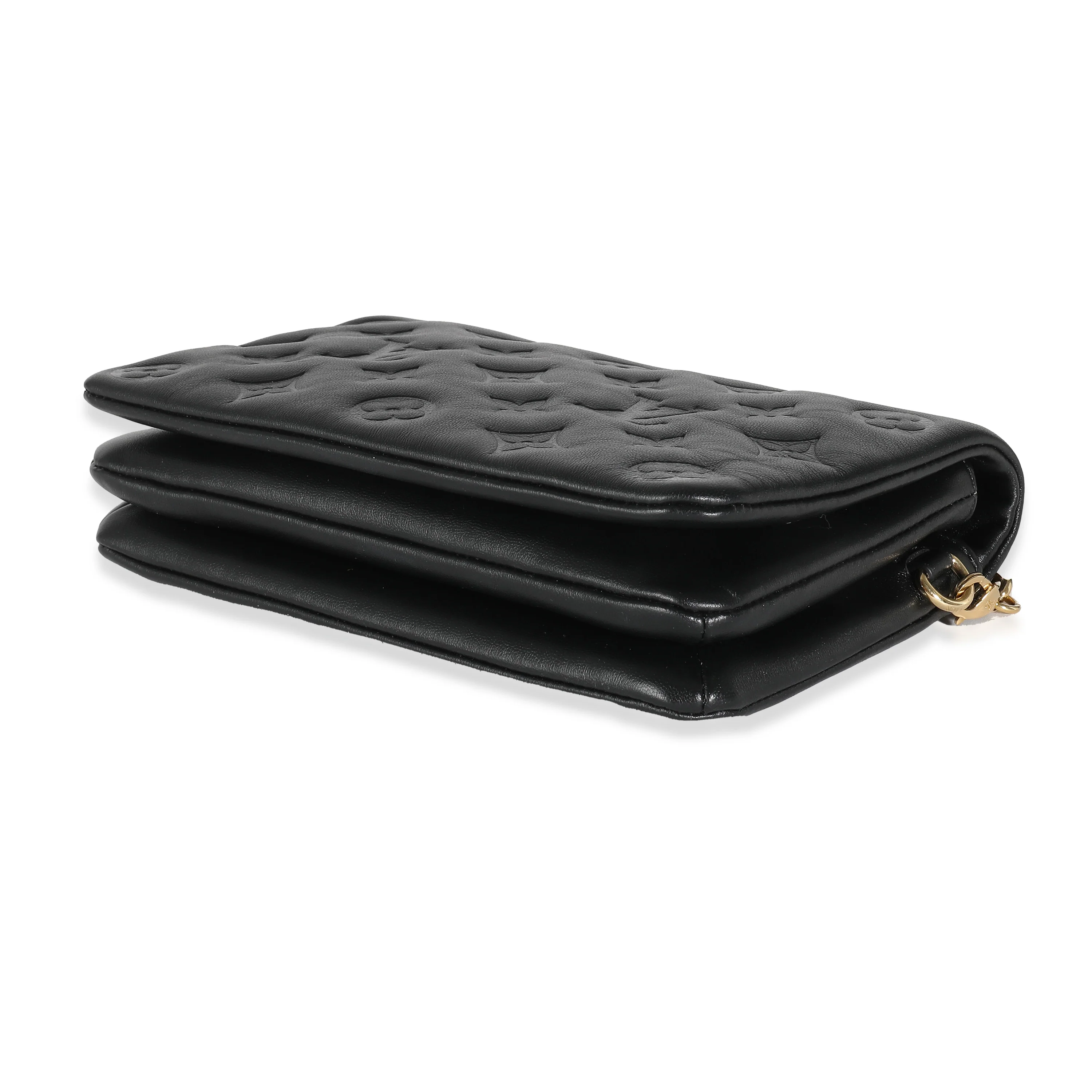 Black Monogram Embossed Puffy Lambskin Pochette Coussin - Image 7