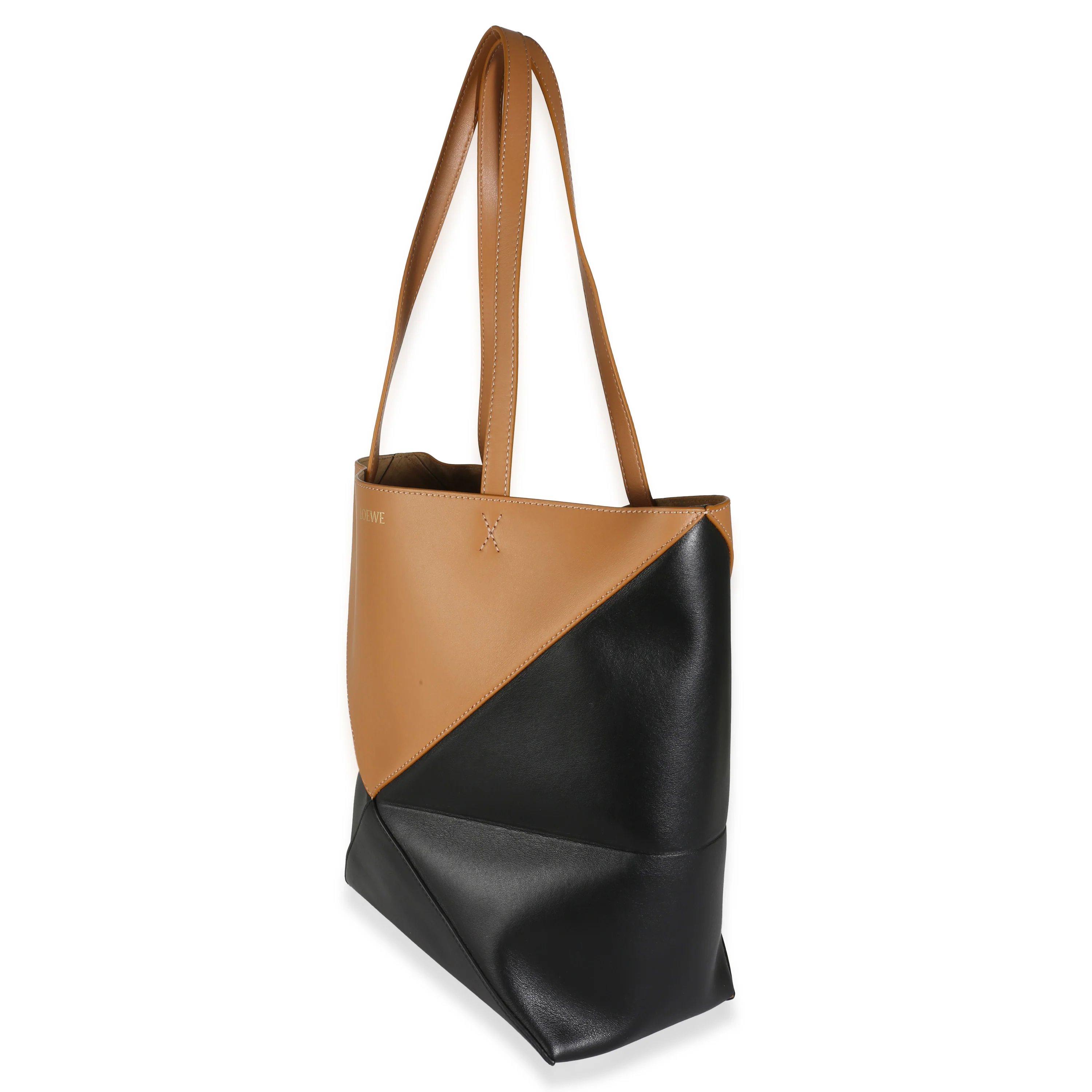 Warm Desert Black Calfskin Medium Puzzle Fold Tote - Image 2