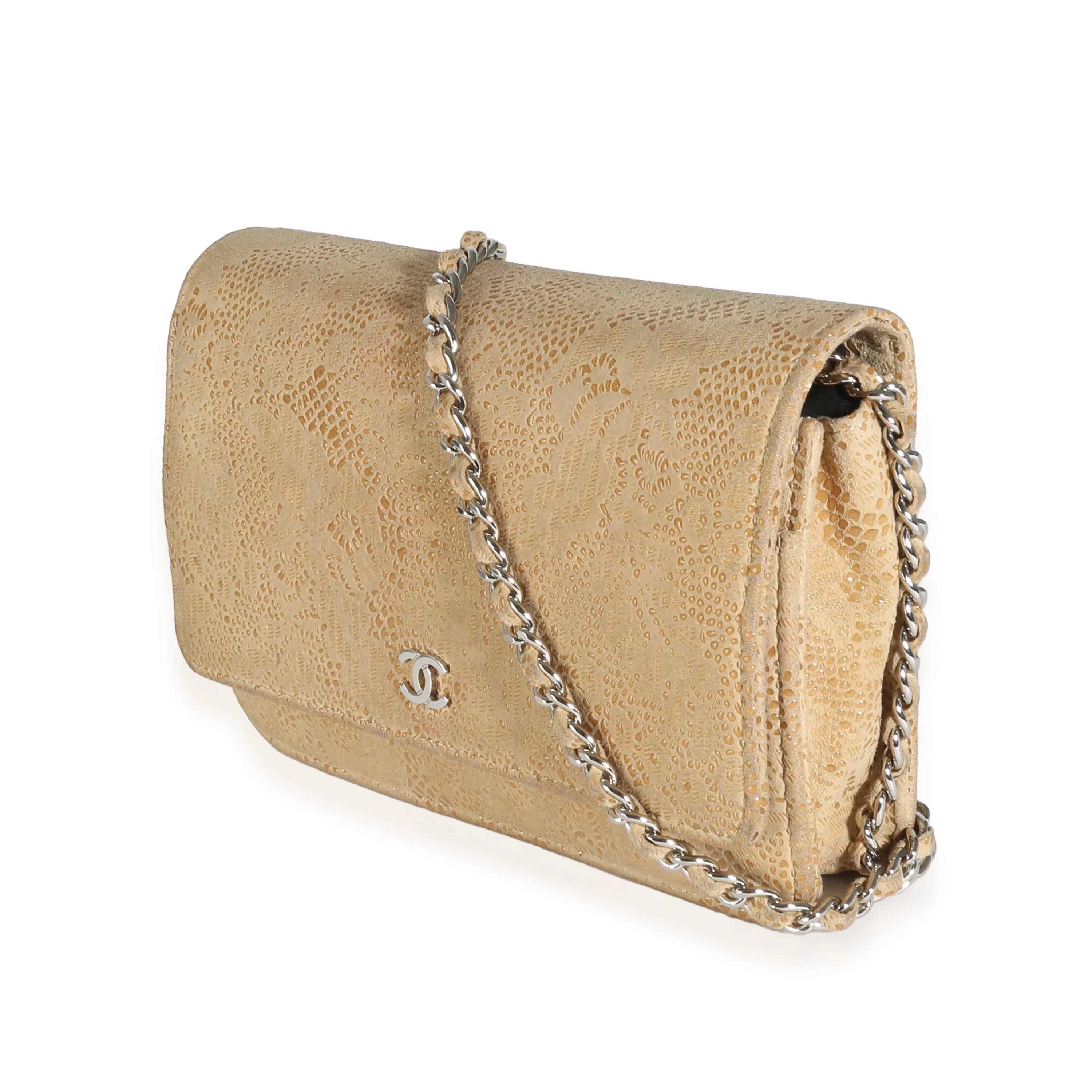 Beige Suede Lace Over Wallet On Chain - Image 2