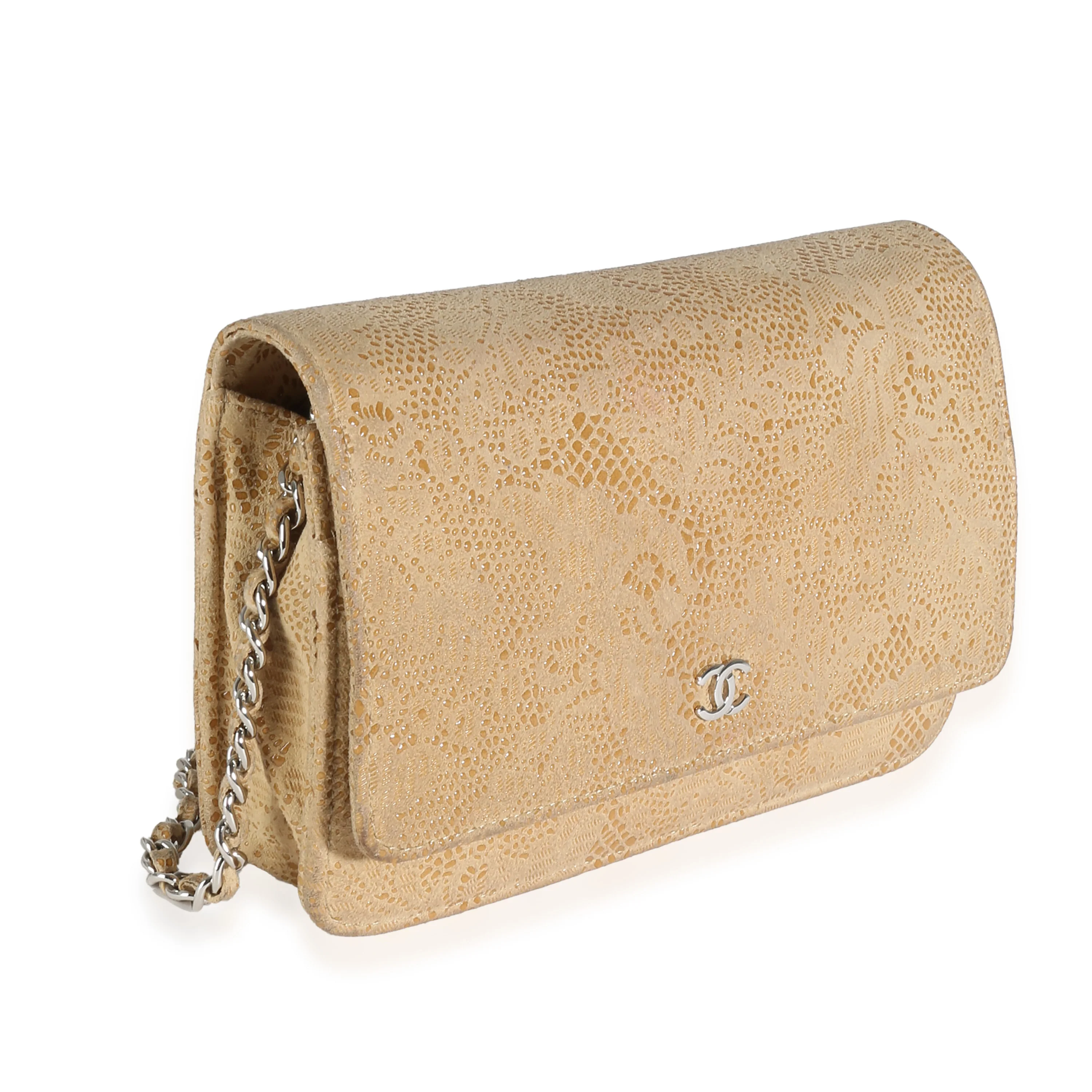 Beige Suede Lace Over Wallet On Chain - Image 3