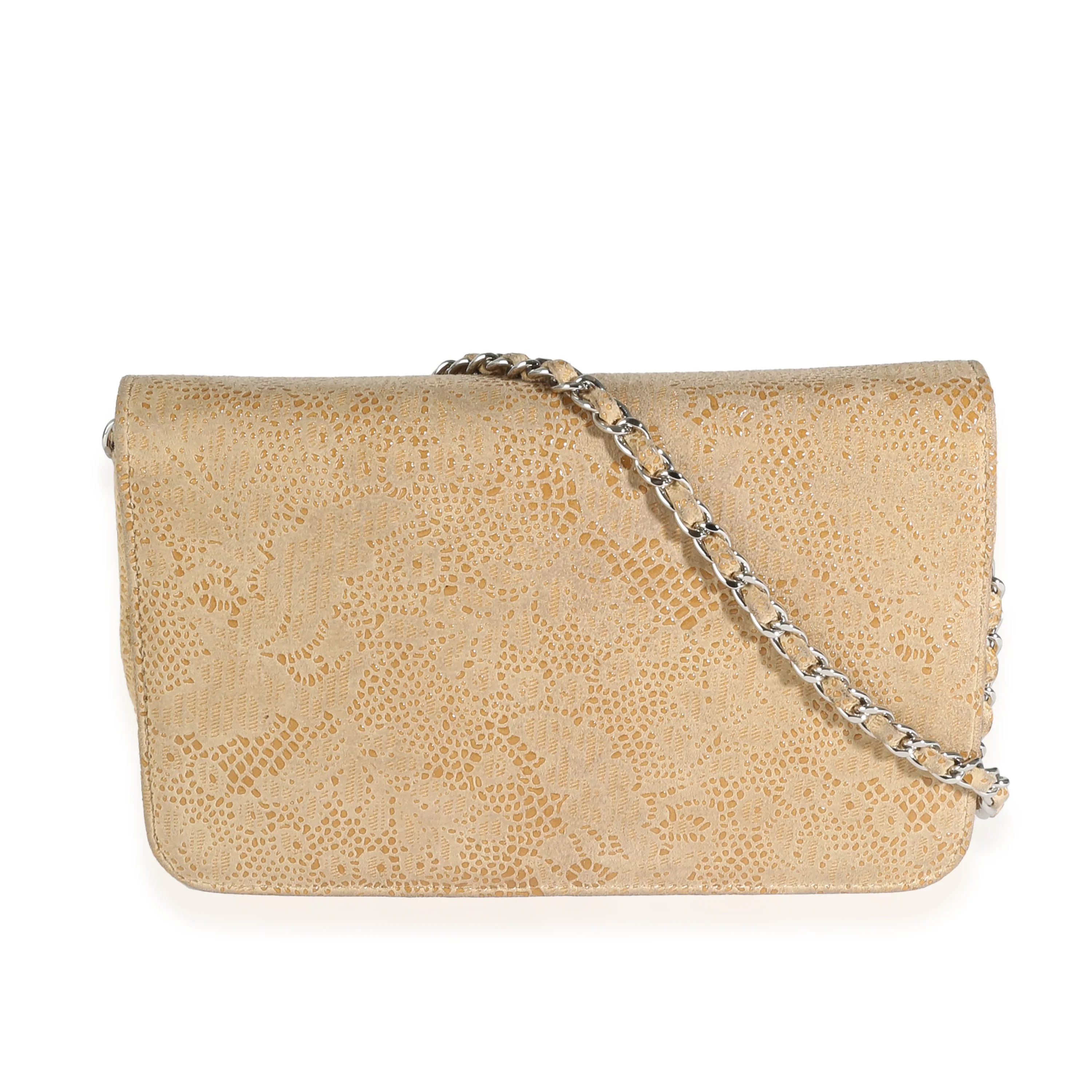 Beige Suede Lace Over Wallet On Chain - Image 4