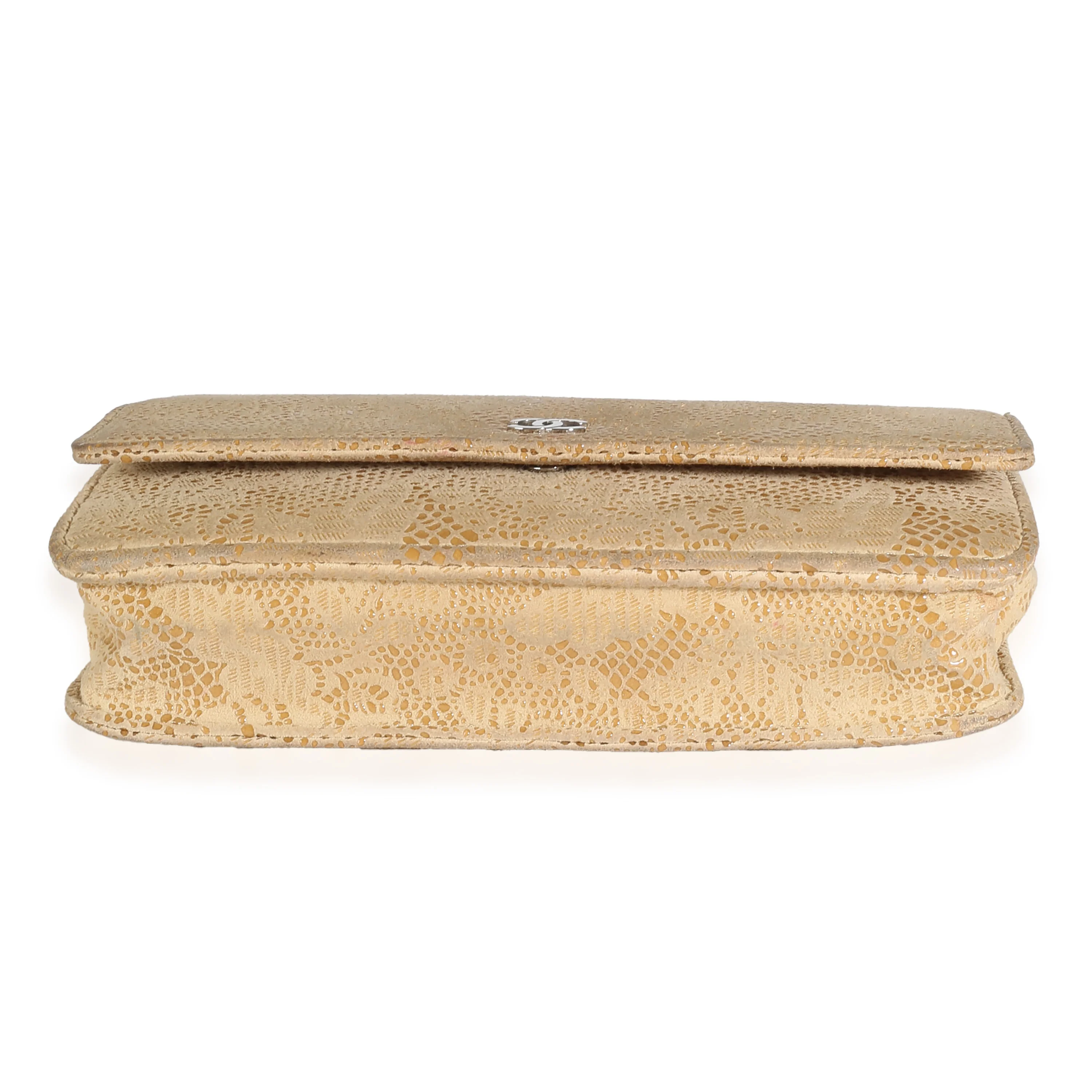 Beige Suede Lace Over Wallet On Chain - Image 5