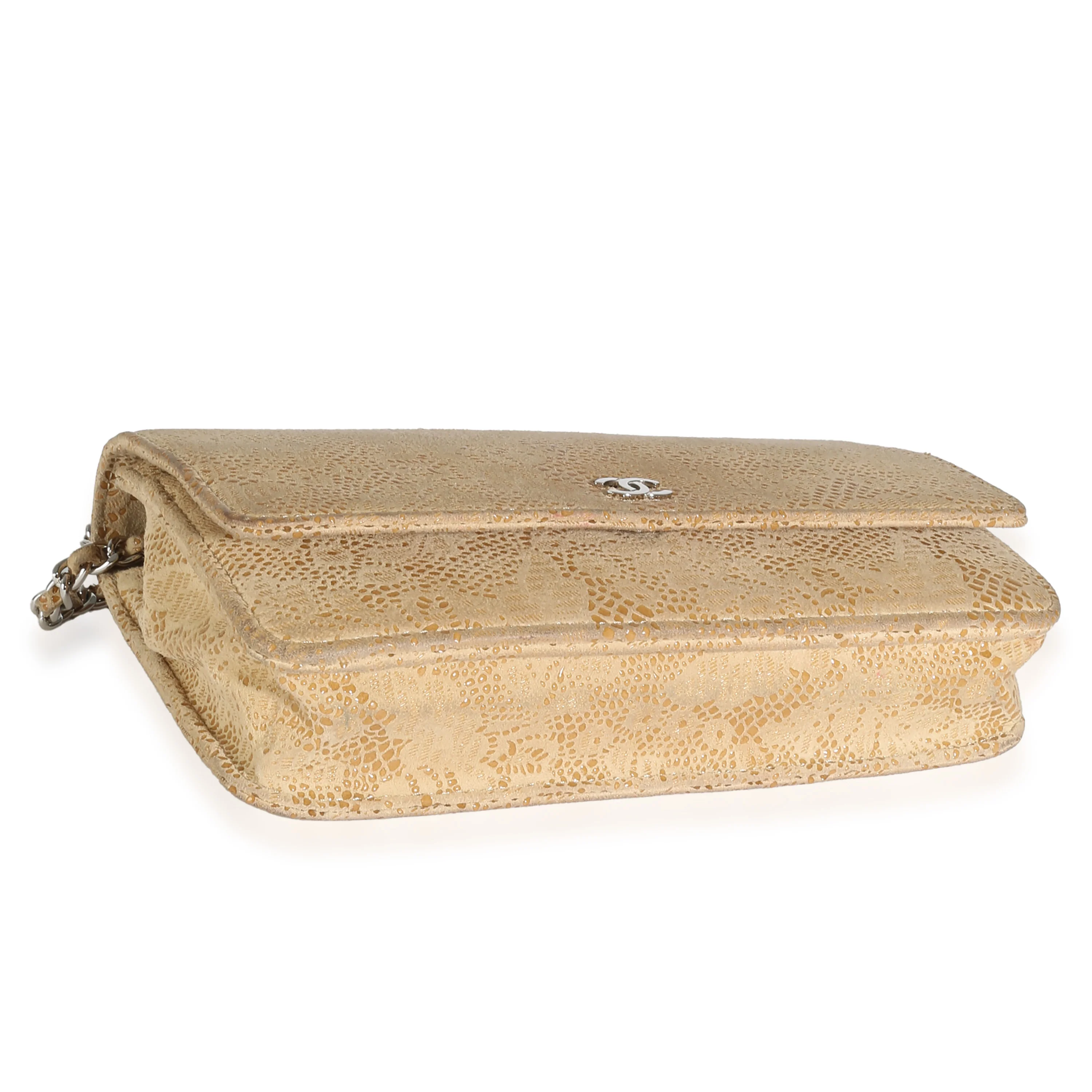 Beige Suede Lace Over Wallet On Chain - Image 6