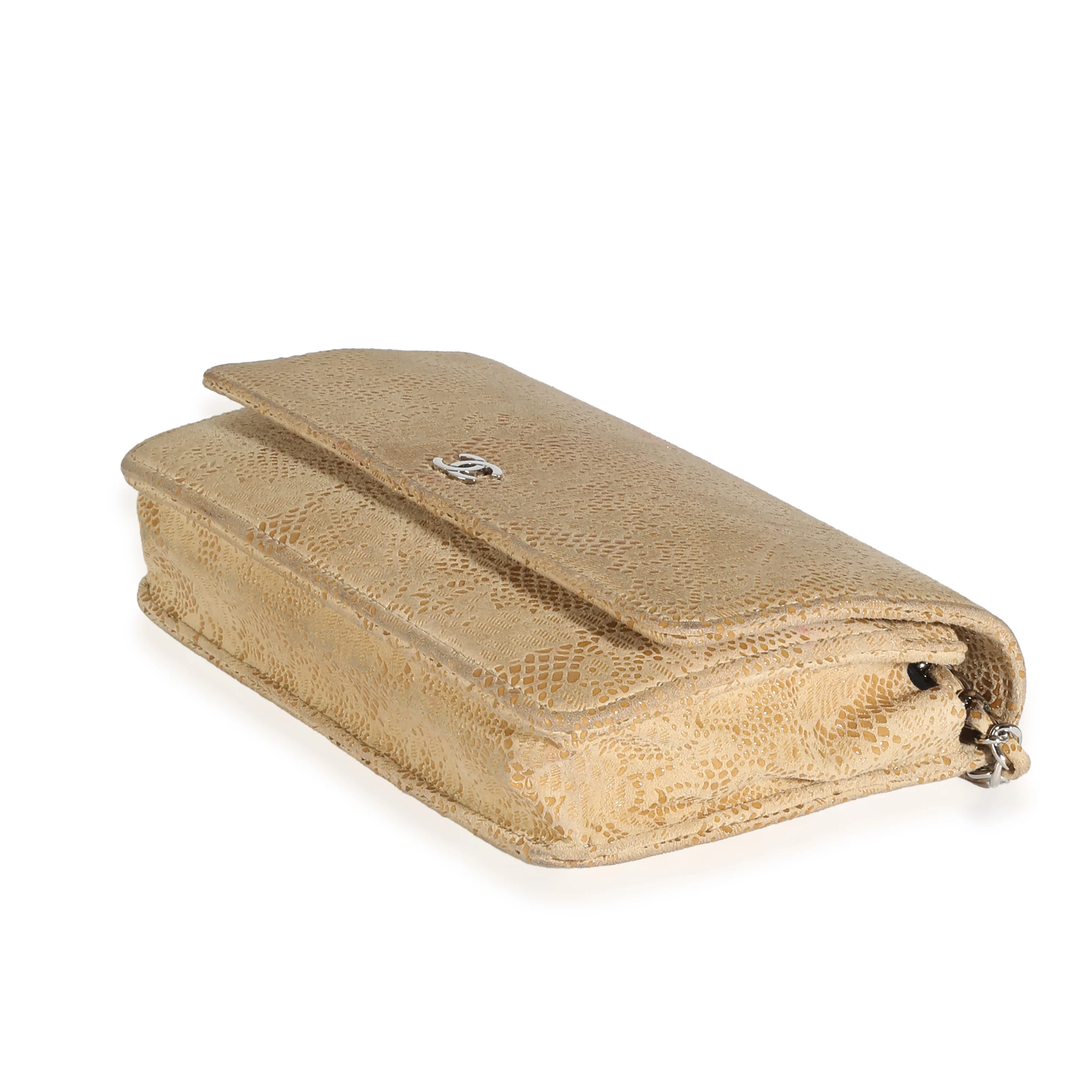 Beige Suede Lace Over Wallet On Chain - Image 7