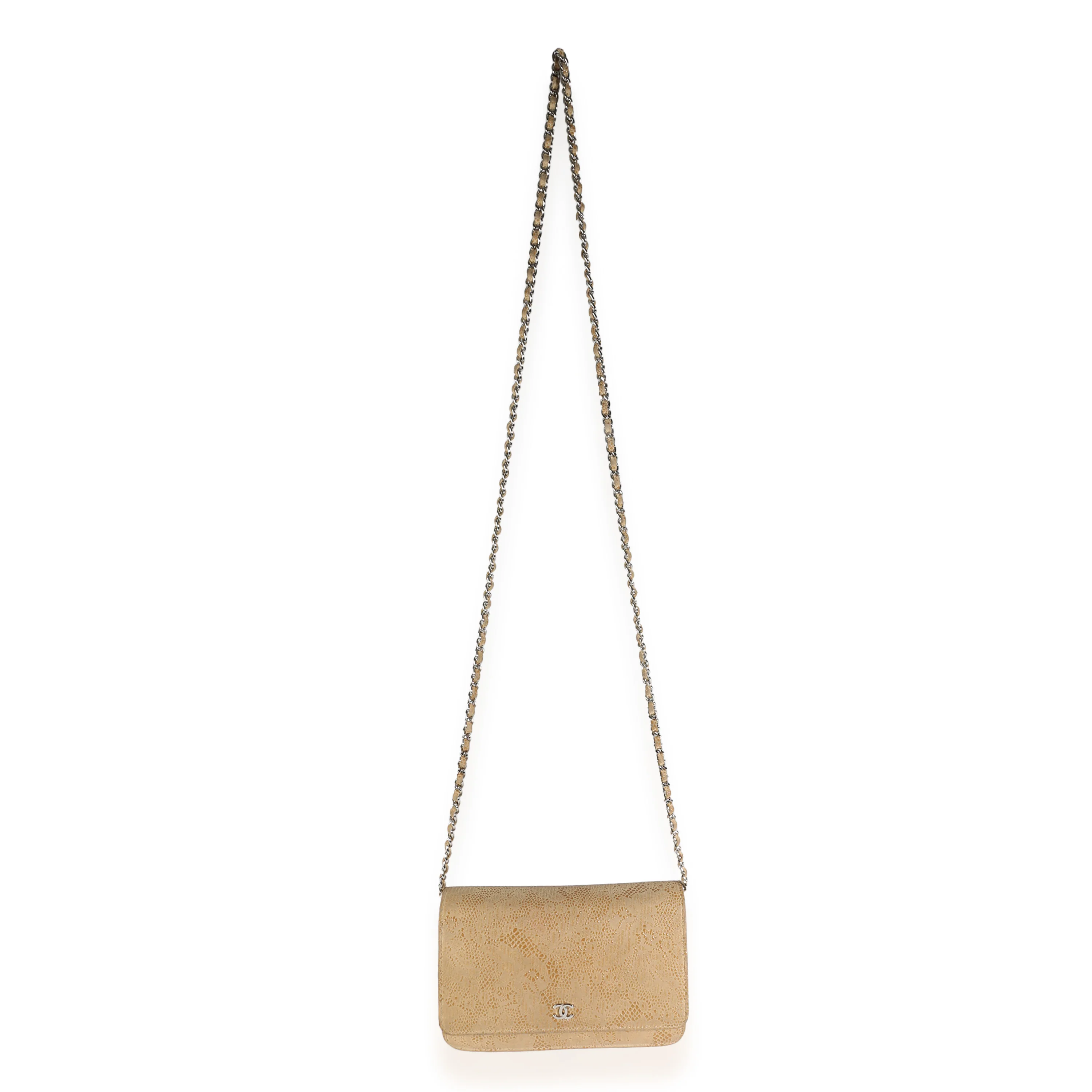 Beige Suede Lace Over Wallet On Chain - Image 8
