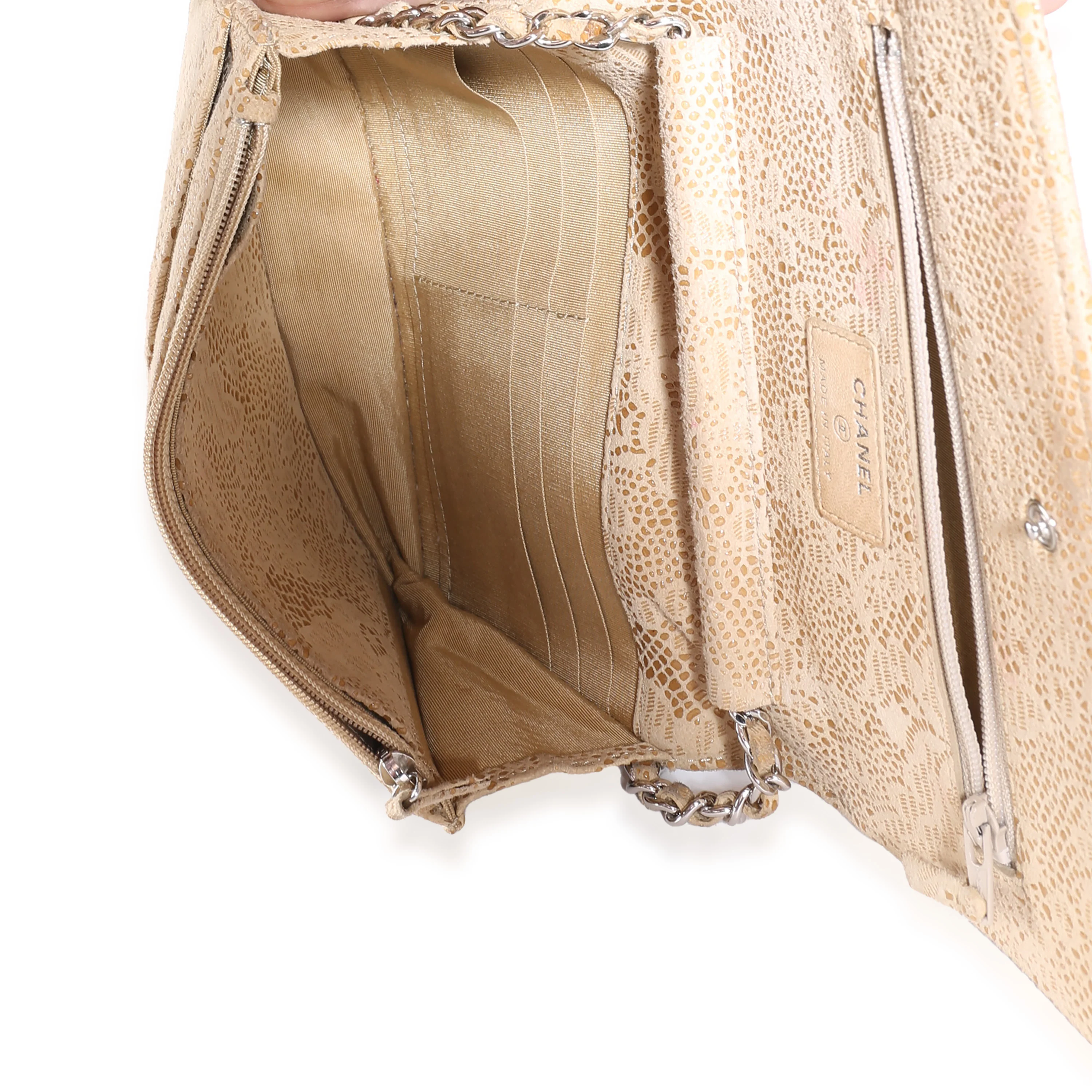 Beige Suede Lace Over Wallet On Chain - Image 9