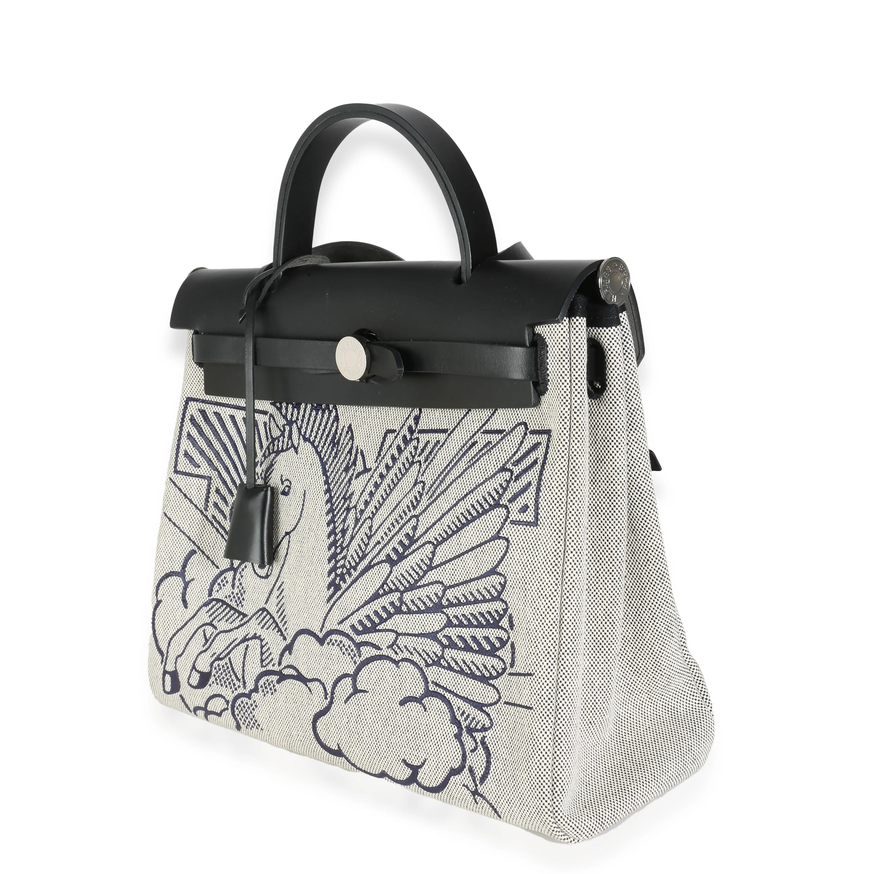 Bleu Indigo Ecru Black Vache Hunter Toile H Pegase Pop Herbag 31 PM - Image 2