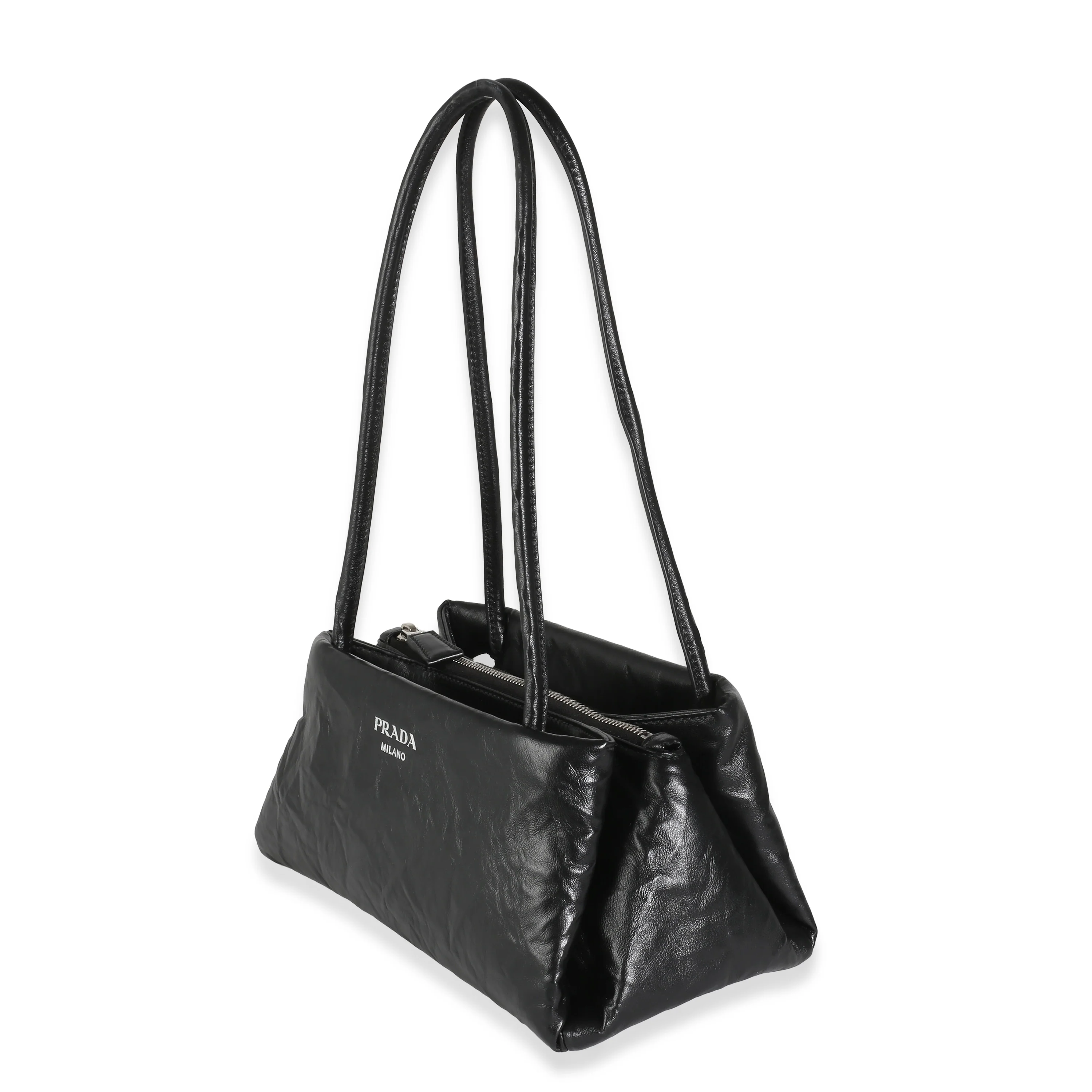 Black Antique Leather Small East West Shoulder Bag - Image 2