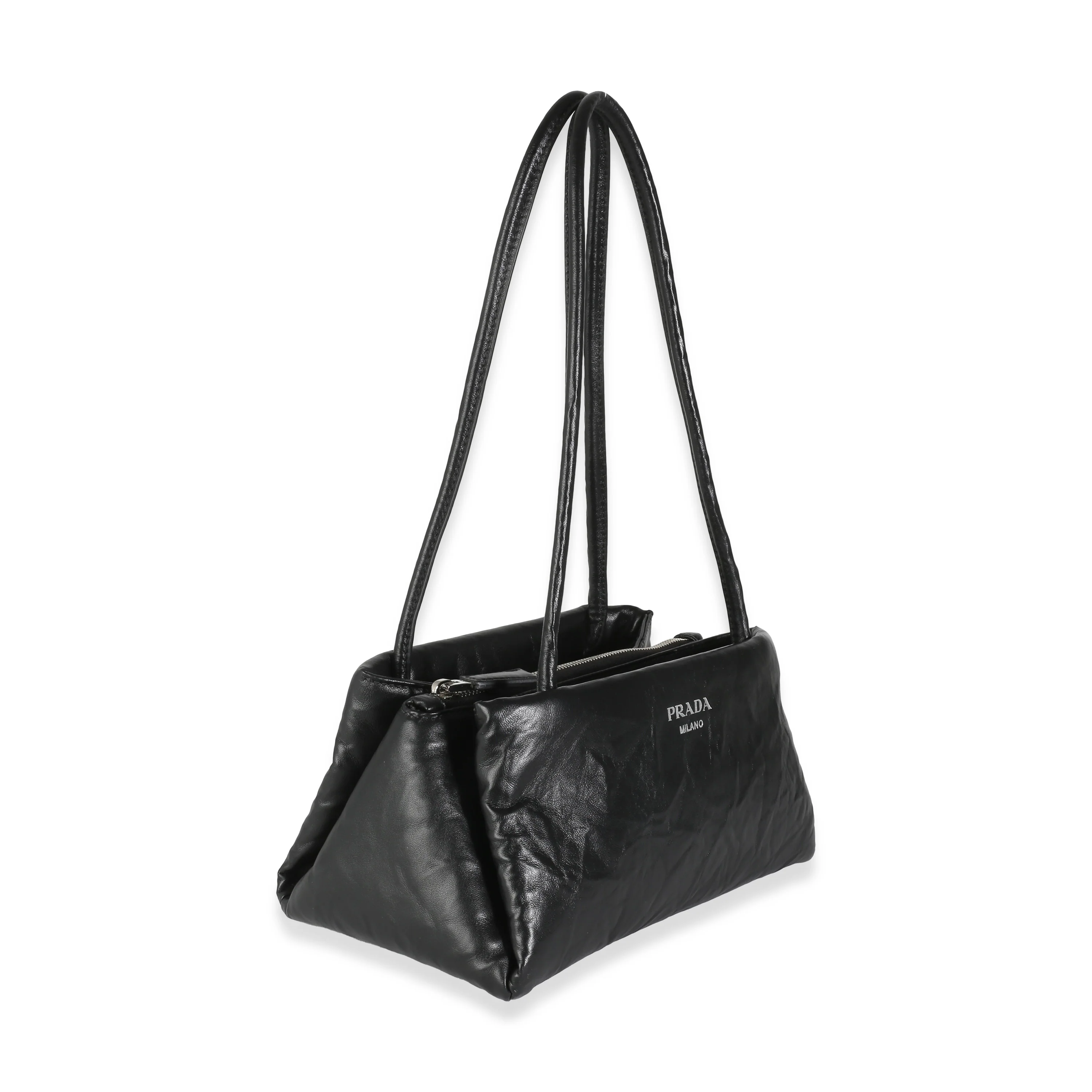 Black Antique Leather Small East West Shoulder Bag - Image 3