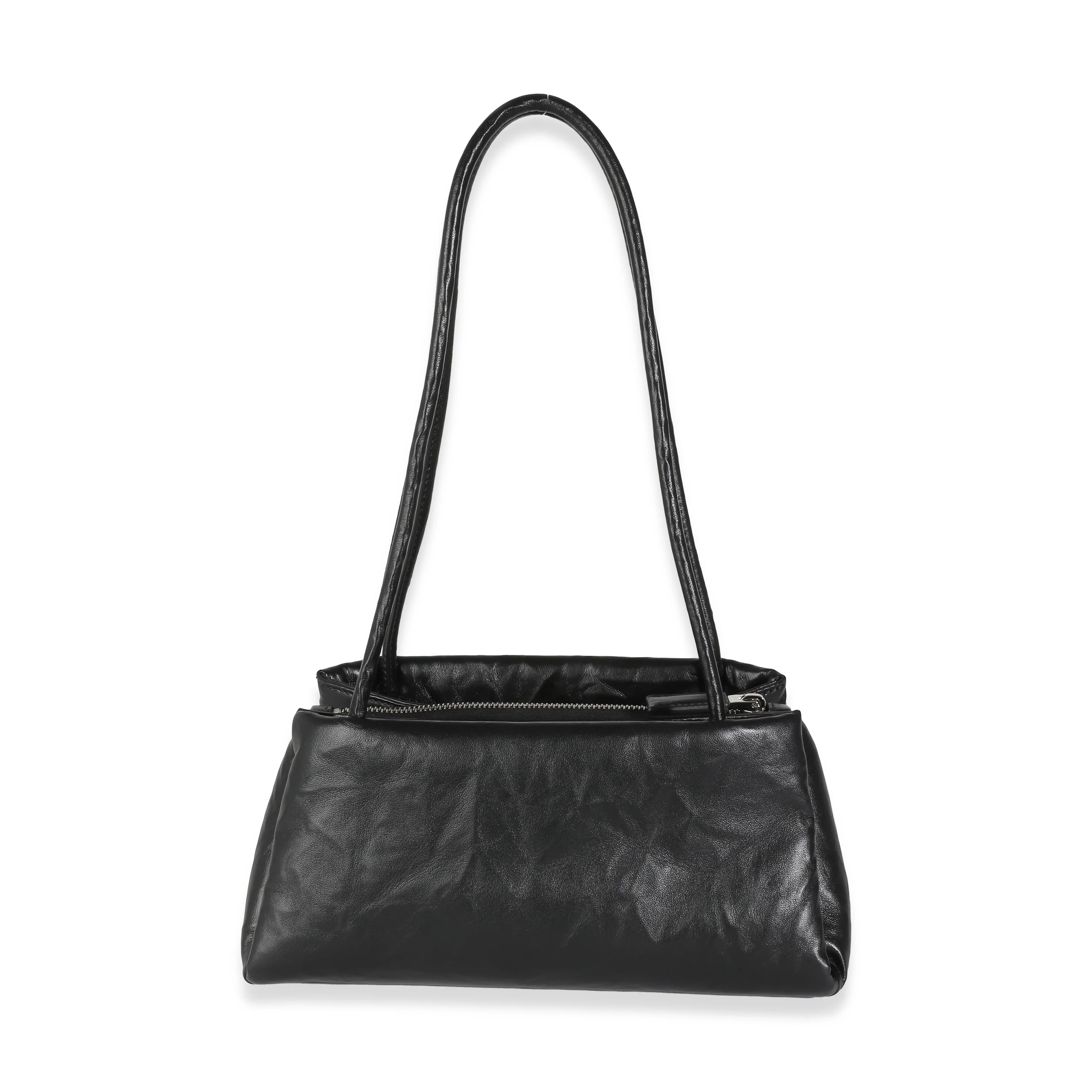 Black Antique Leather Small East West Shoulder Bag - Image 4