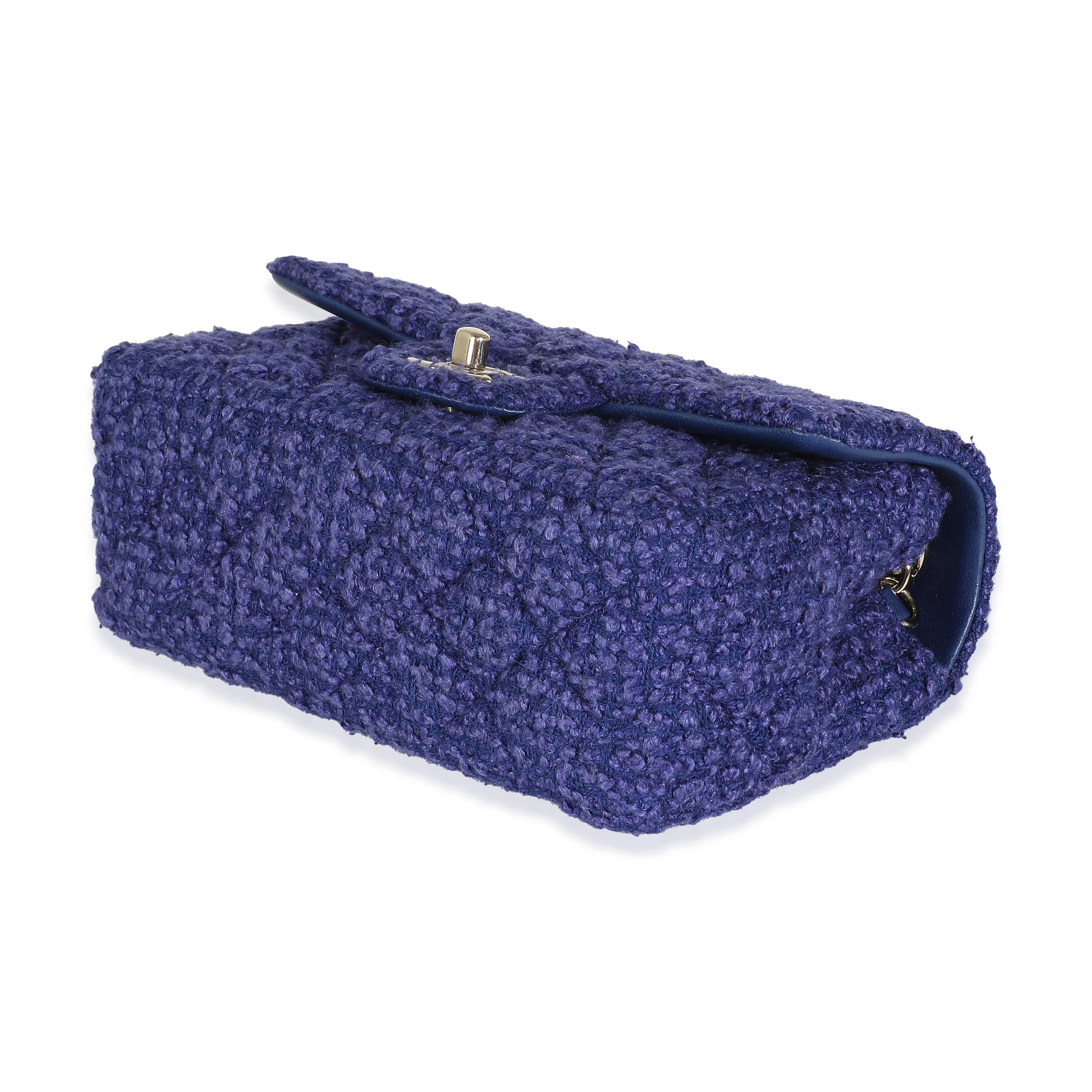 Purple Navy Tweed Mini Rectangular Flap Bag - Image 7