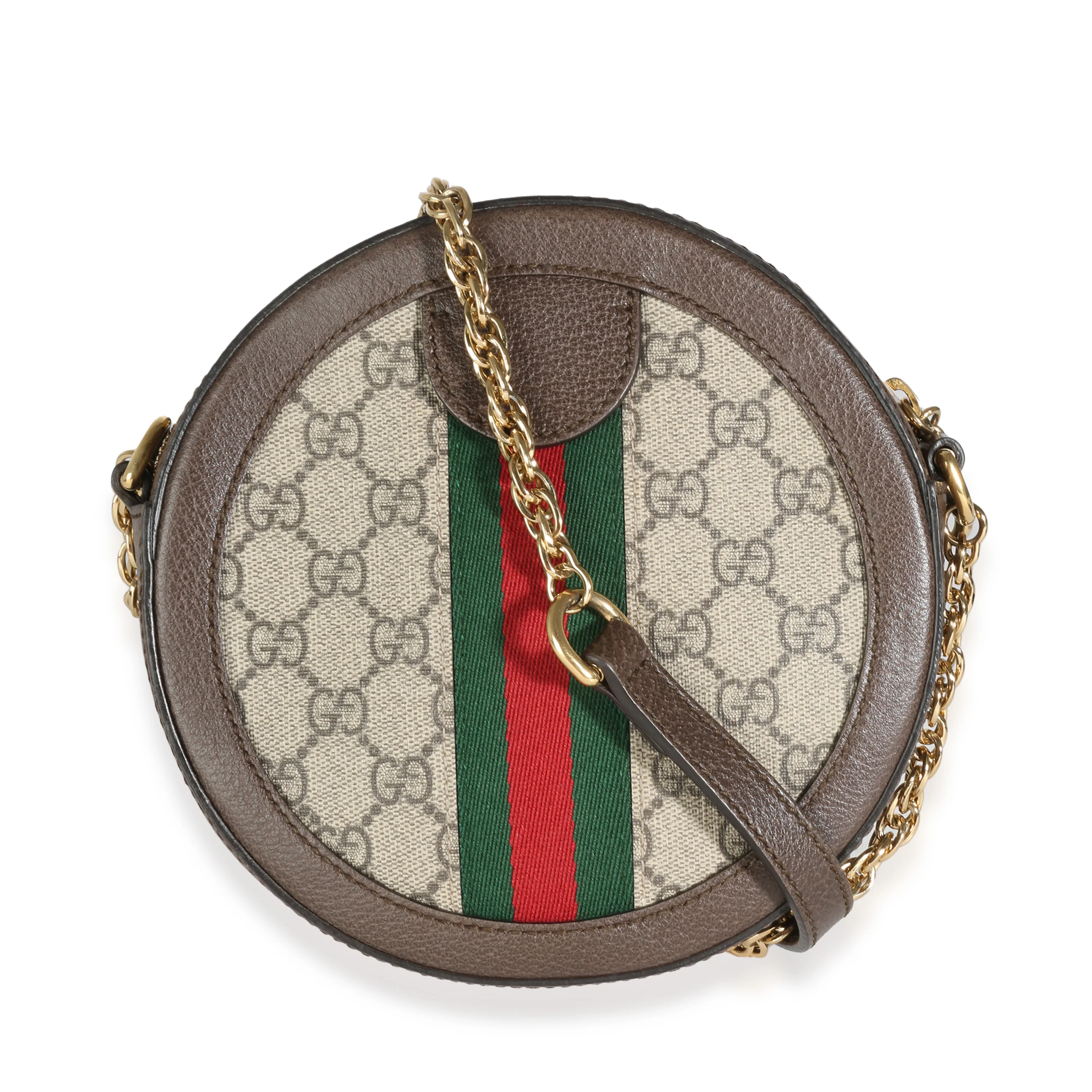 Beige GG Supreme Canvas Mini Ophidia Round Shoulder Bag - Image 4