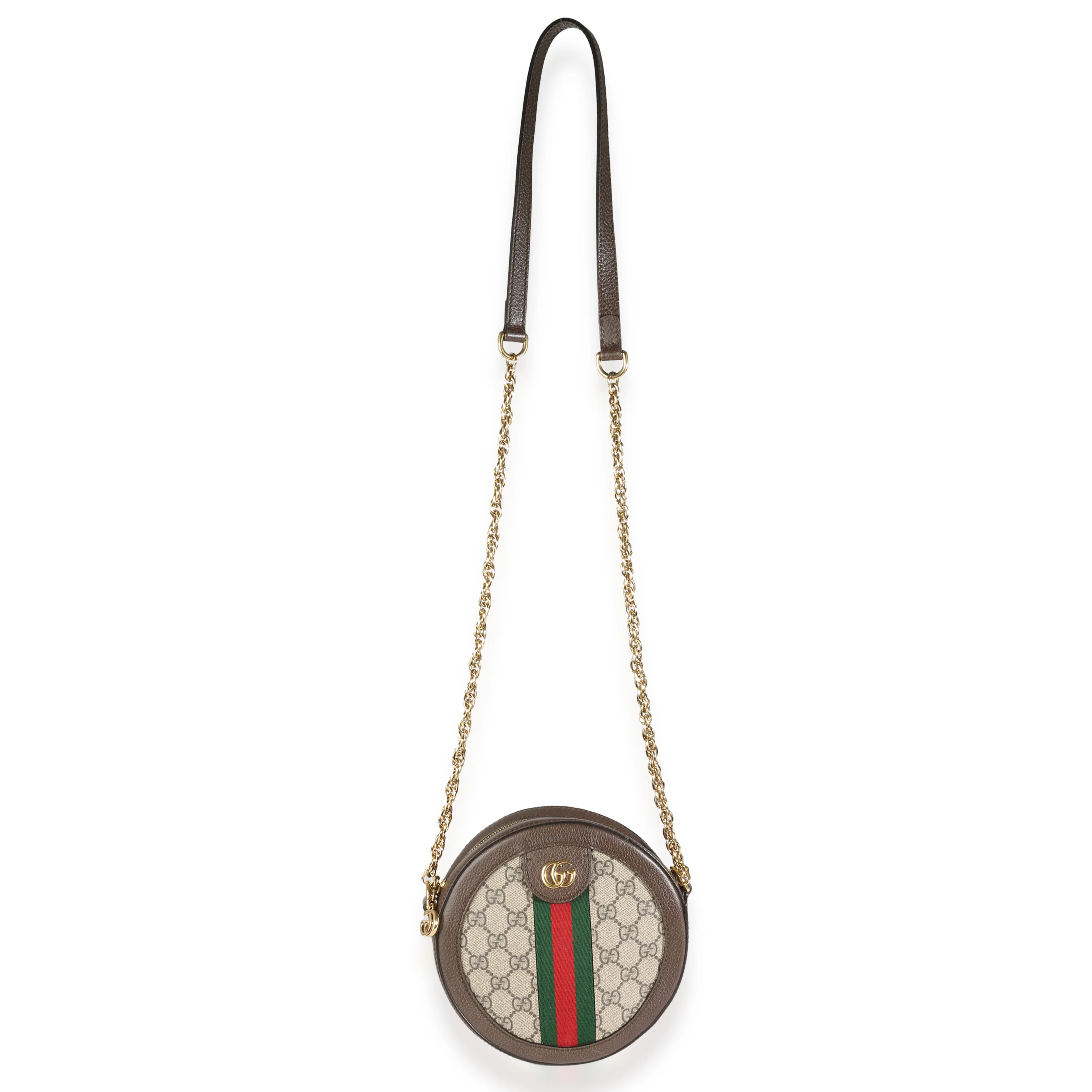 Beige GG Supreme Canvas Mini Ophidia Round Shoulder Bag - Image 8