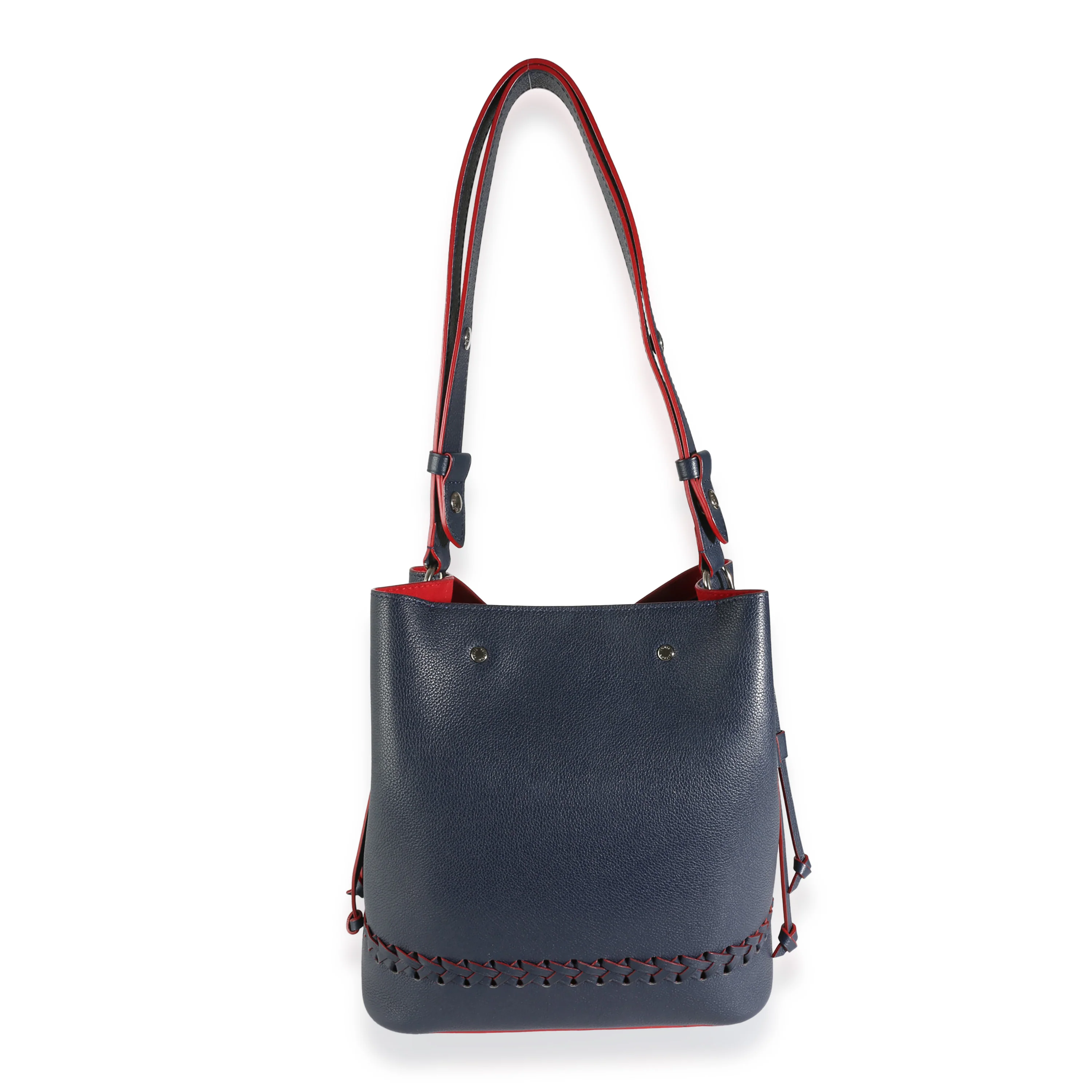 Marine Rouge Taurillon Braided Lockme Bucket Bag - Image 4