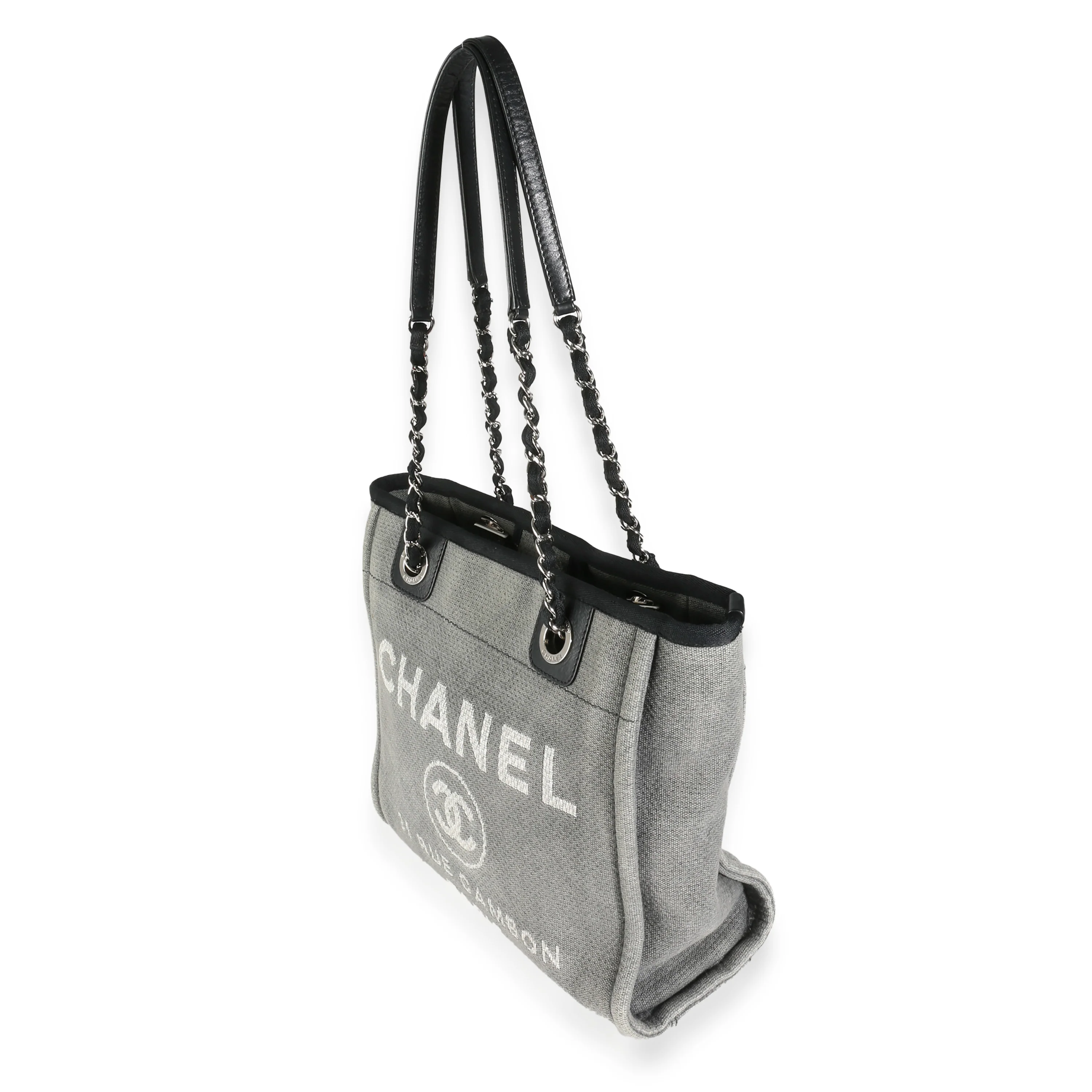 Grey Canvas Small Deauville Tote - Image 2