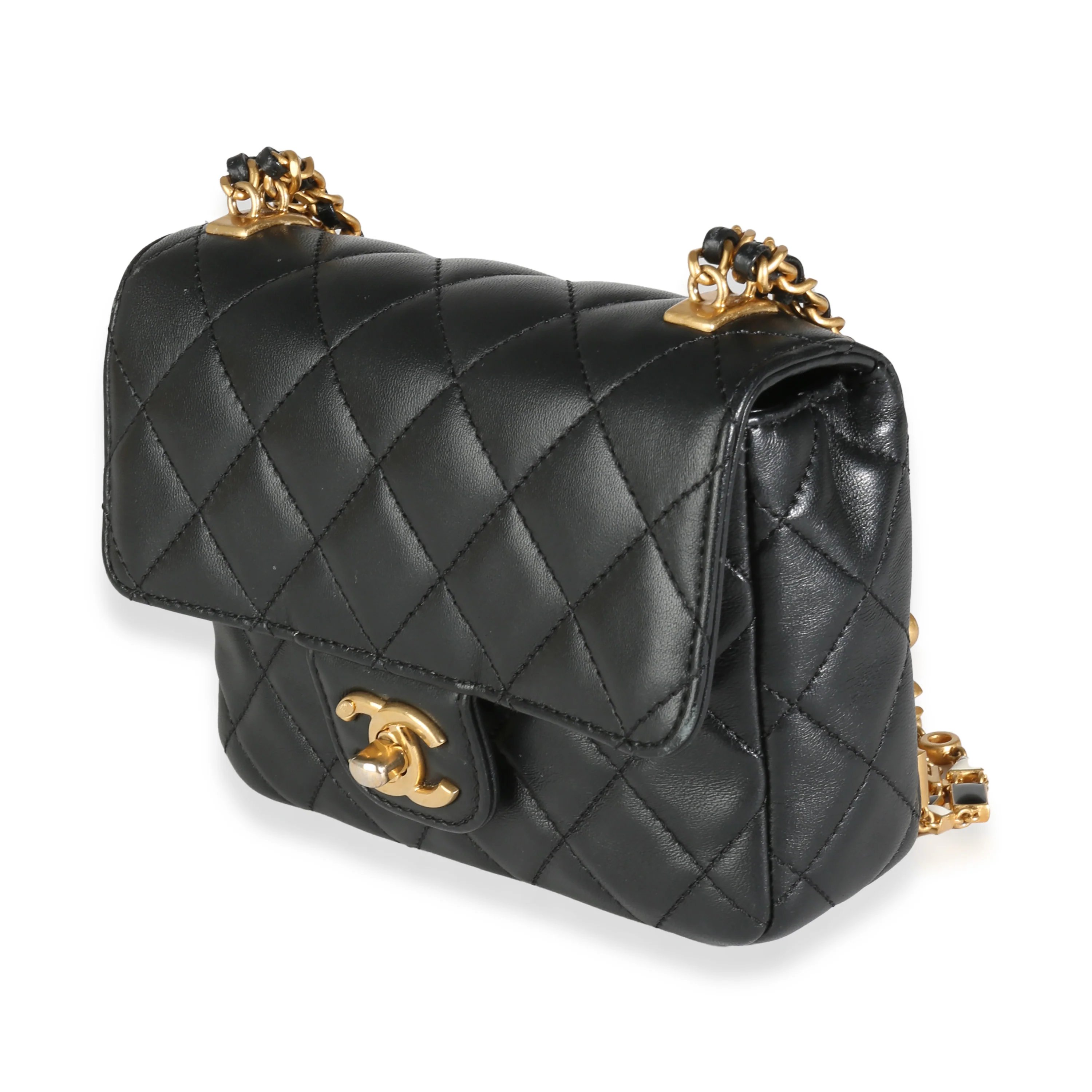 Black Quilted Lambskin Enamel Coco Chanel Mini Flap Bag - Image 2