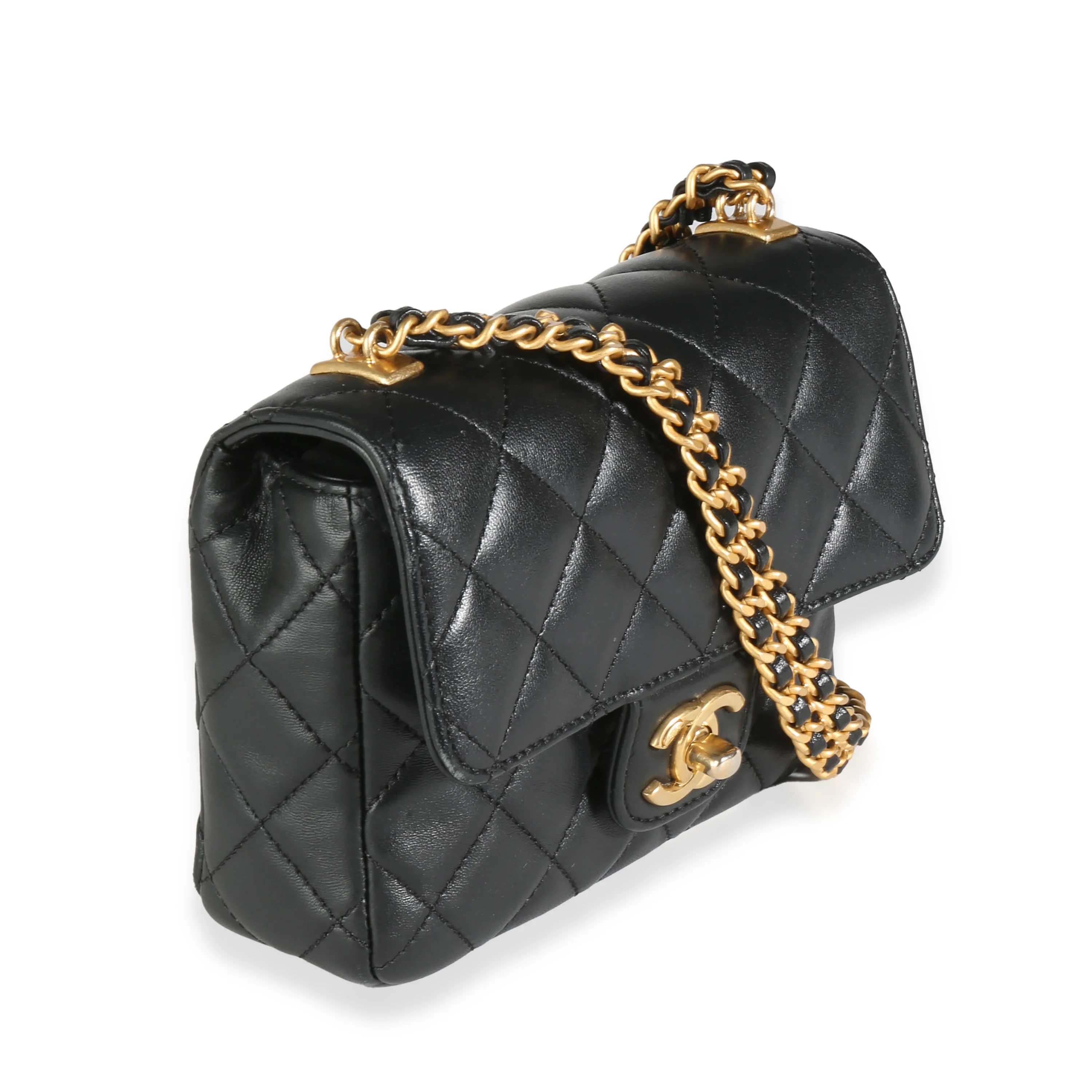 Black Quilted Lambskin Enamel Coco Chanel Mini Flap Bag - Image 3