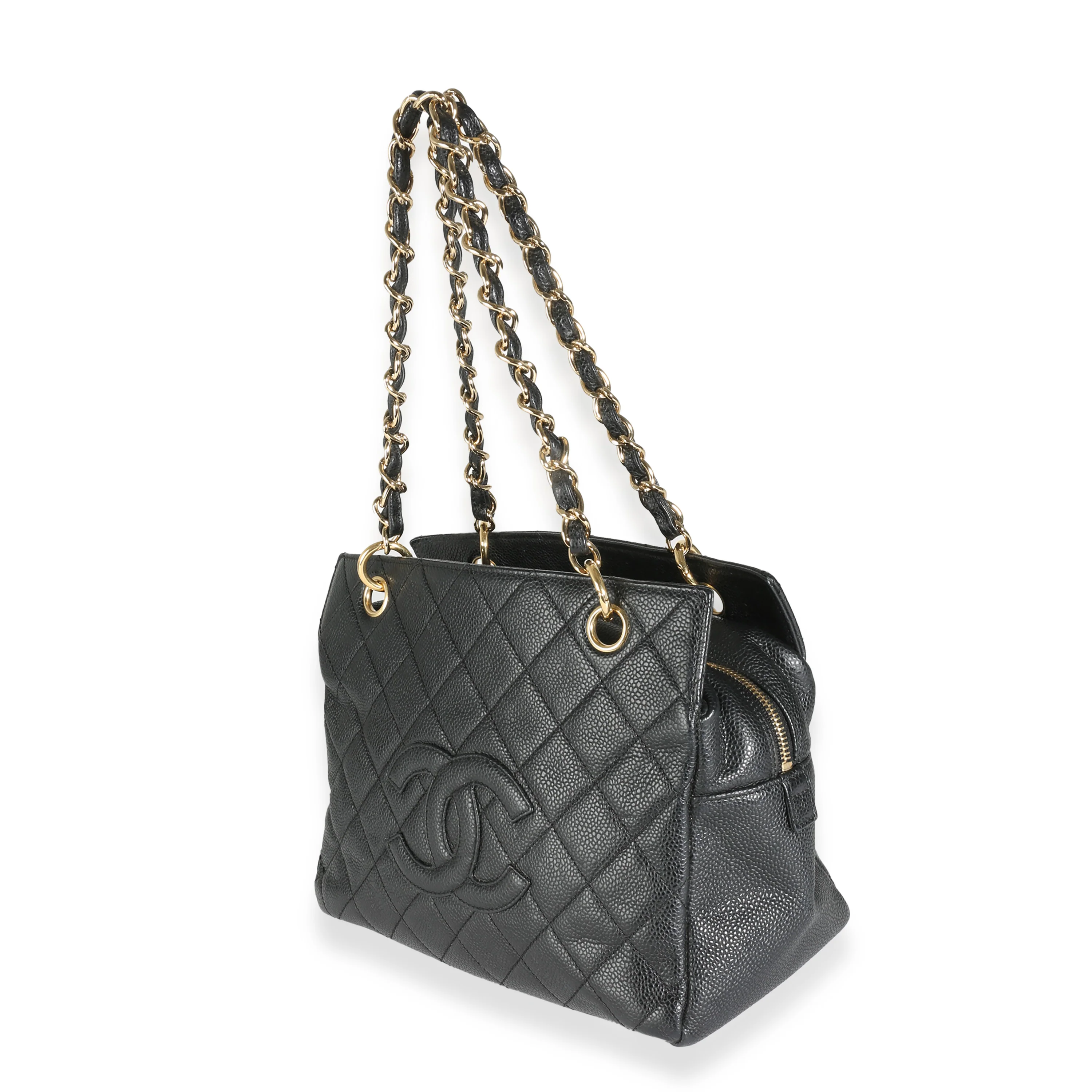 Black Quilted Caviar Petite Timeless Tote - Image 2