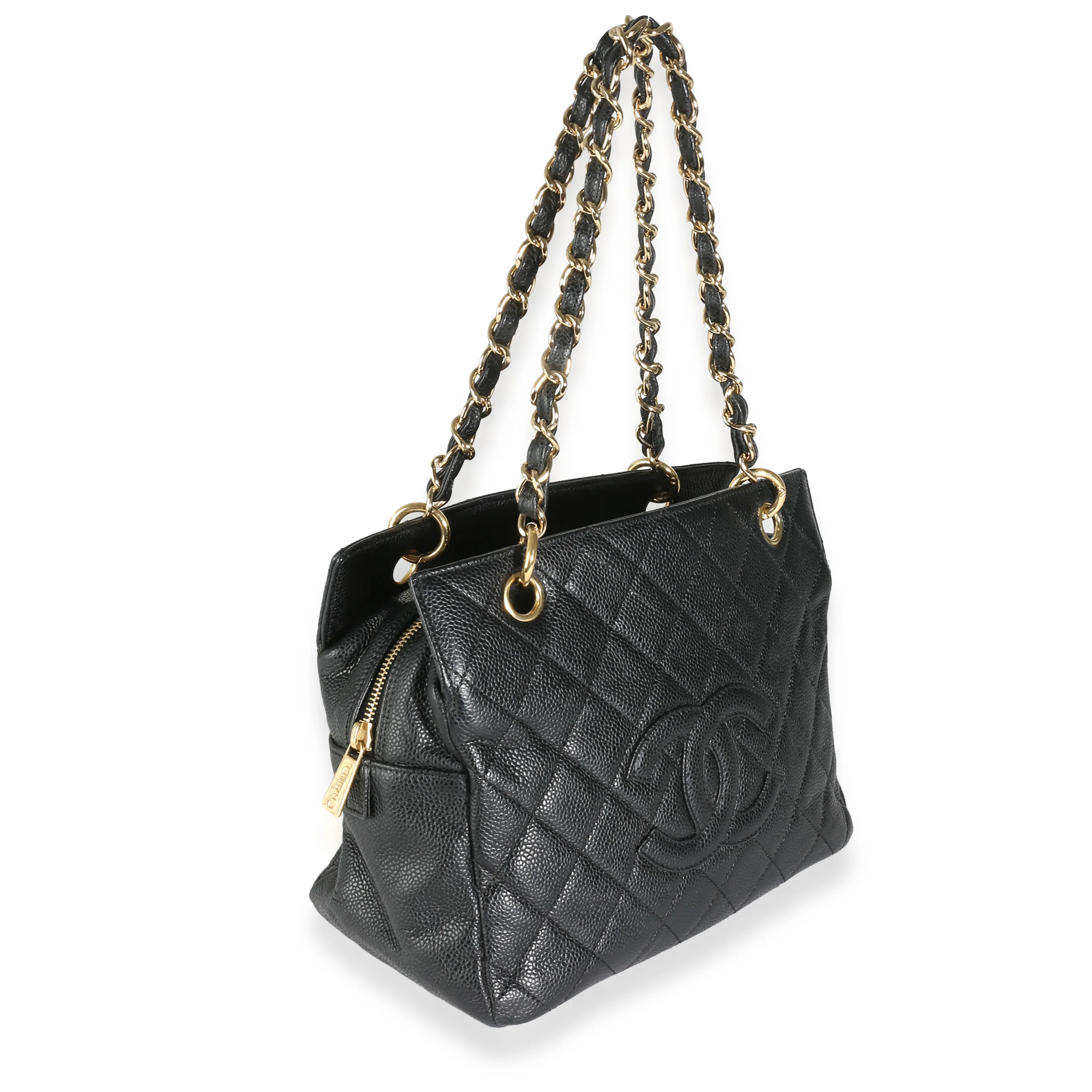 Black Quilted Caviar Petite Timeless Tote - Image 3