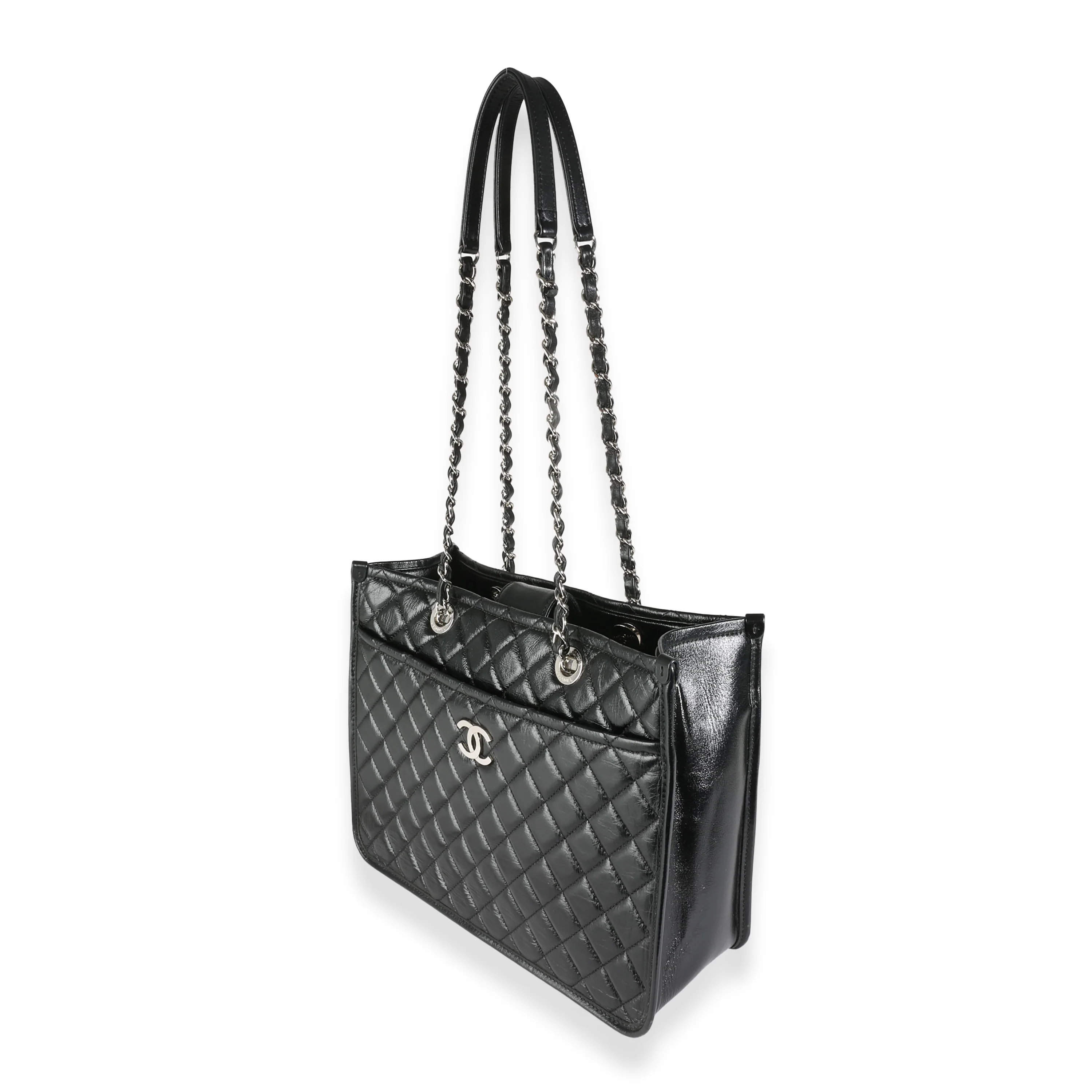 Black Quilted Aged Calfskin Urban Companion Shopper Tote - Image 2