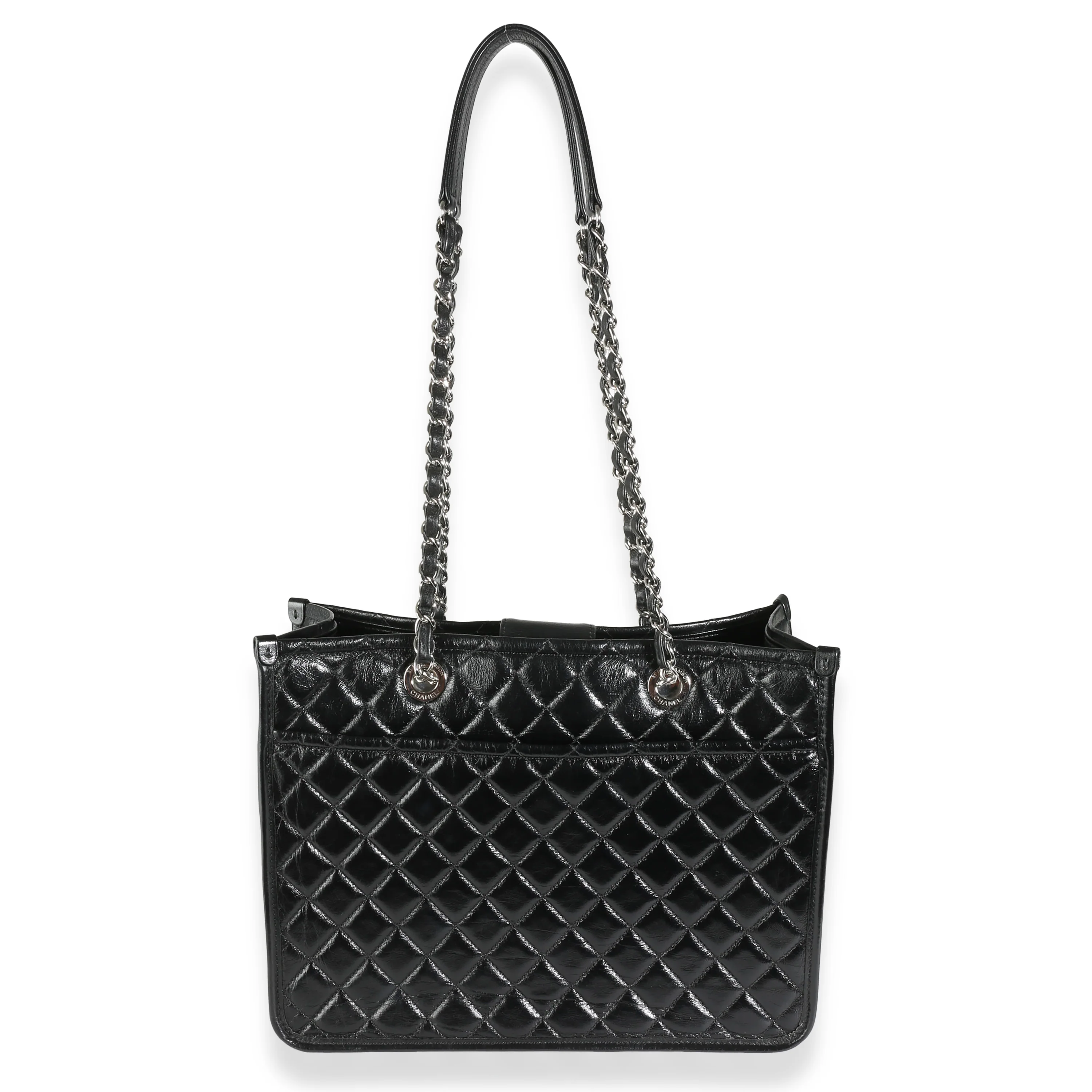Black Quilted Aged Calfskin Urban Companion Shopper Tote - Image 4