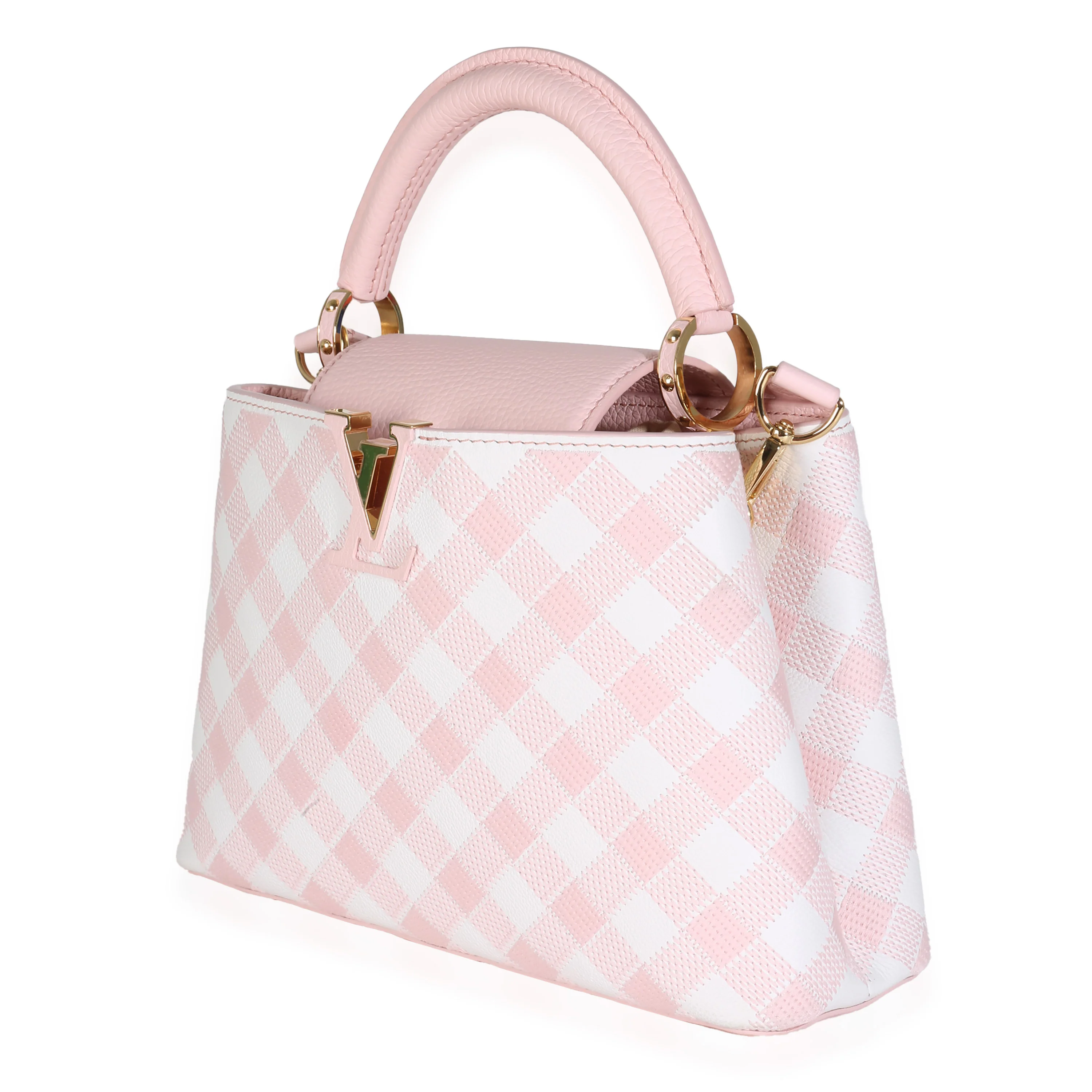 Light Pink Embroidered Taurillon Vichy Capucines BB - Image 2
