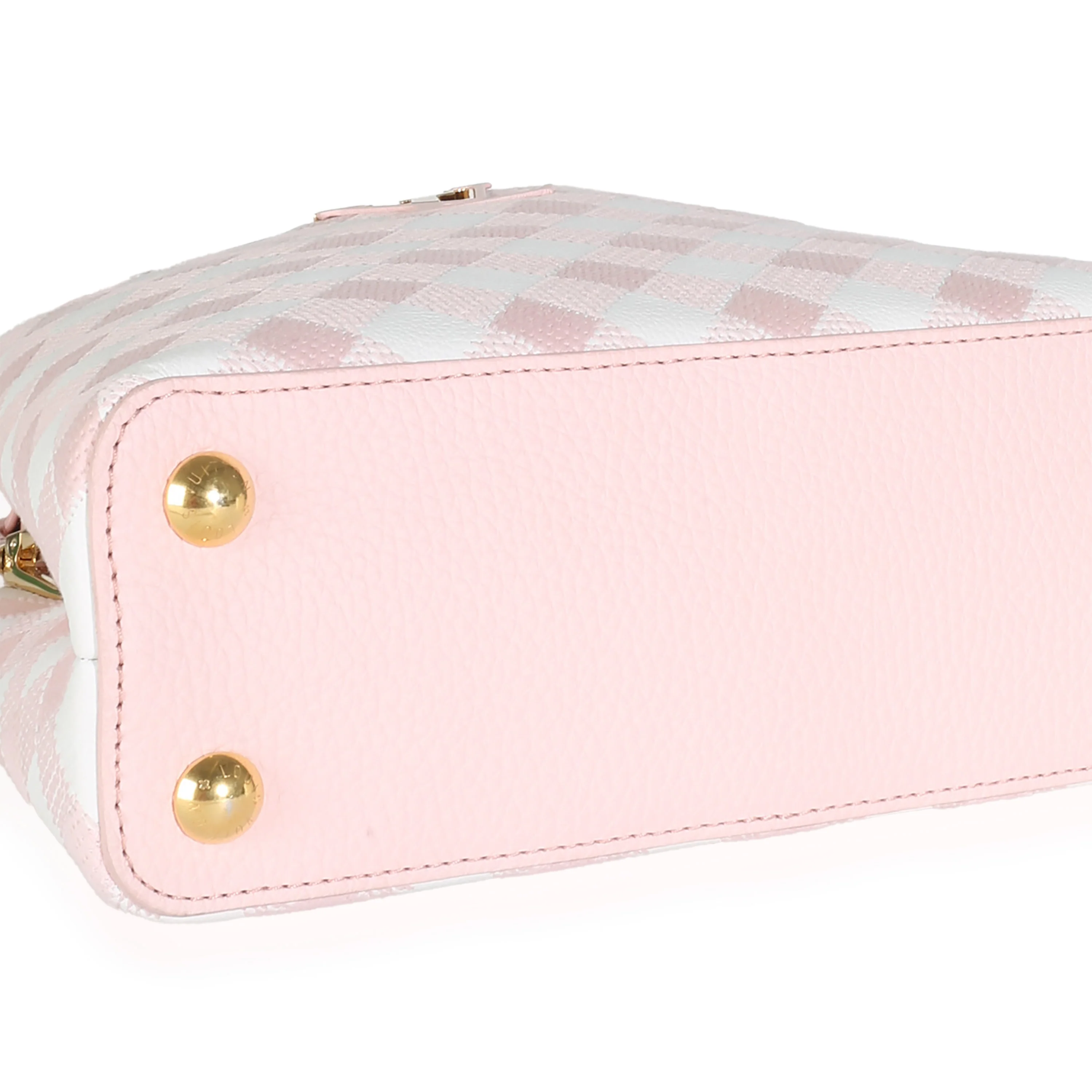 Light Pink Embroidered Taurillon Vichy Capucines BB - Image 5