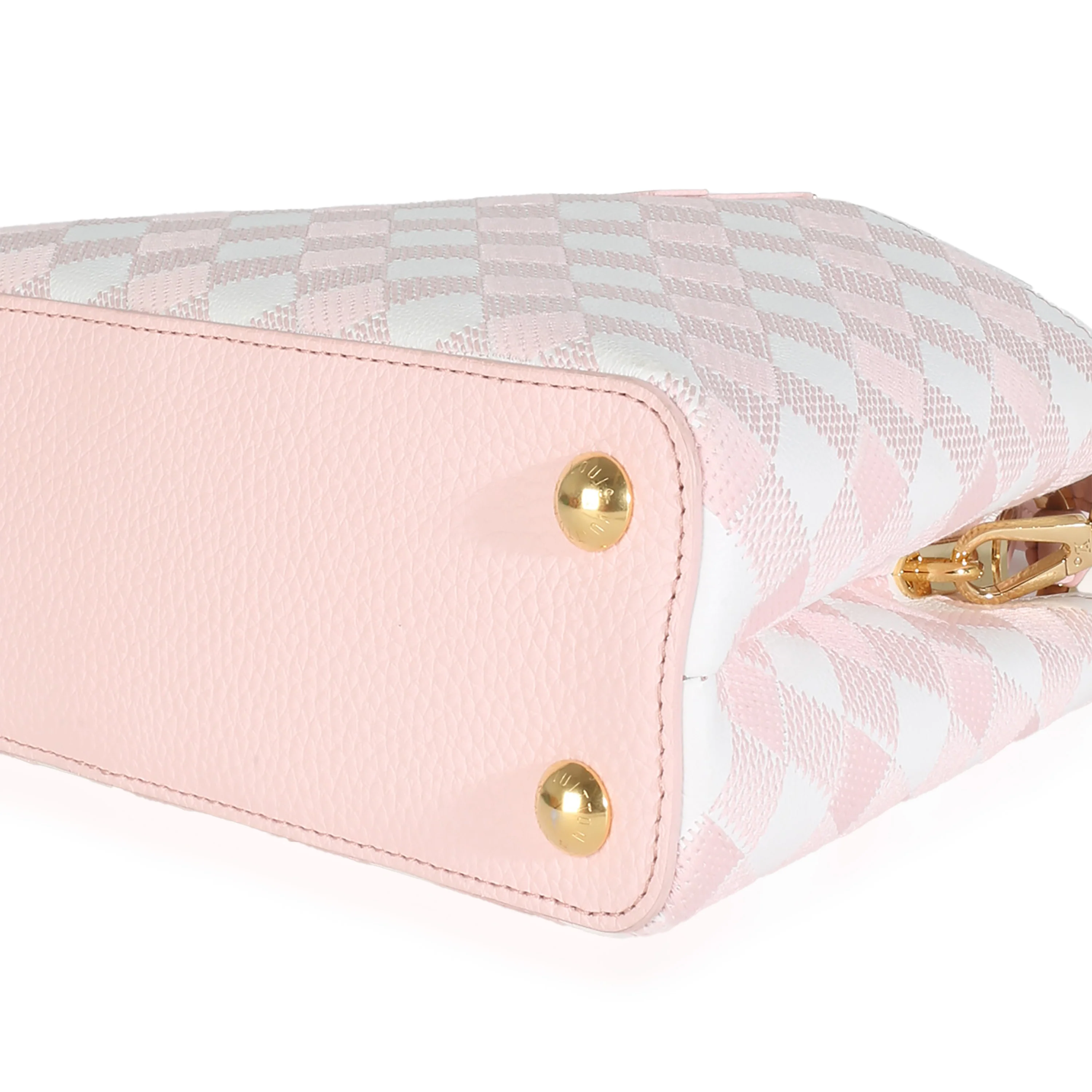 Light Pink Embroidered Taurillon Vichy Capucines BB - Image 6