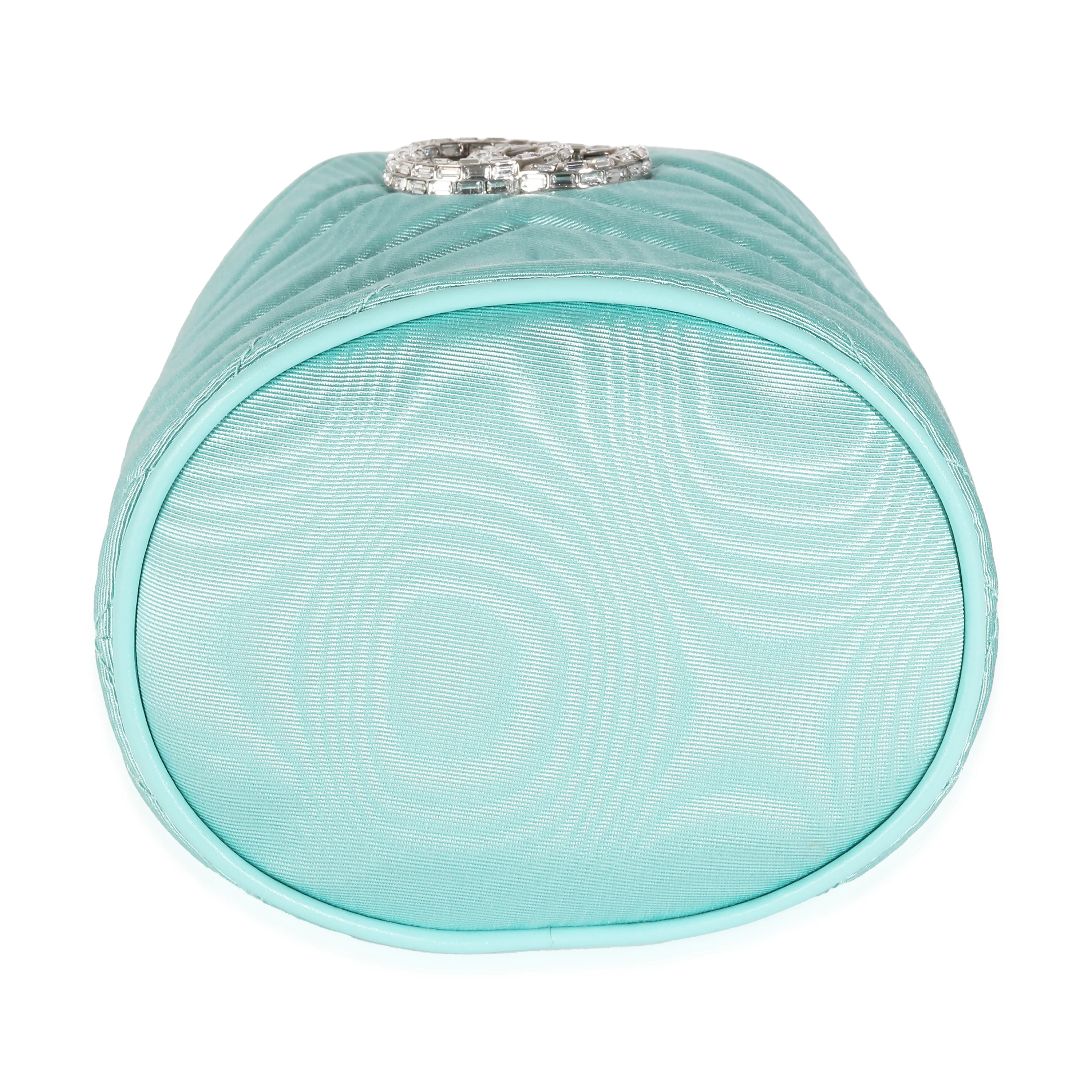 Blue Moire Fabric Matelasse Crystal GG Mini Marmont Bucket Bag - Image 4