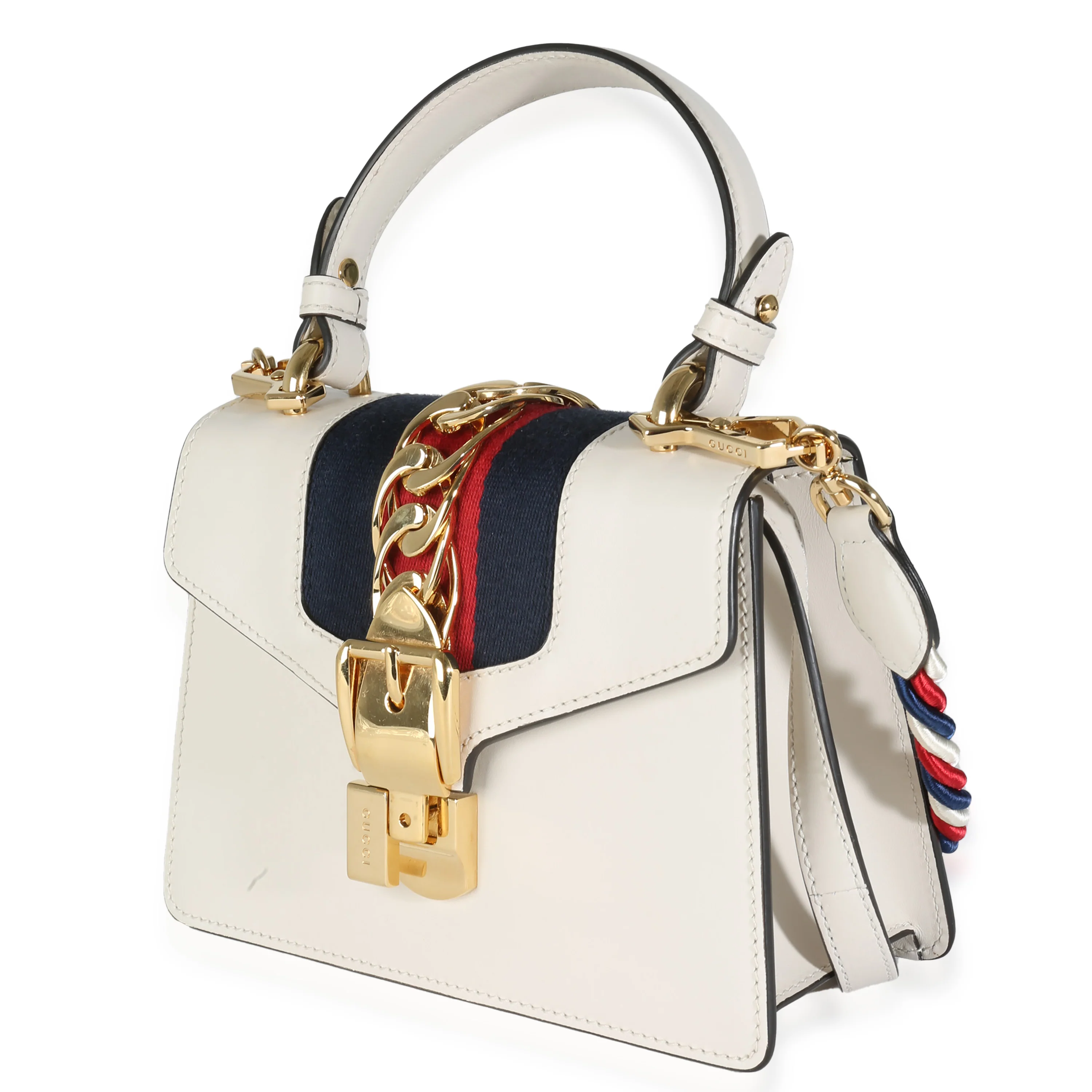 White Calfskin Mini Sylvie Top Handle Bag - Image 2
